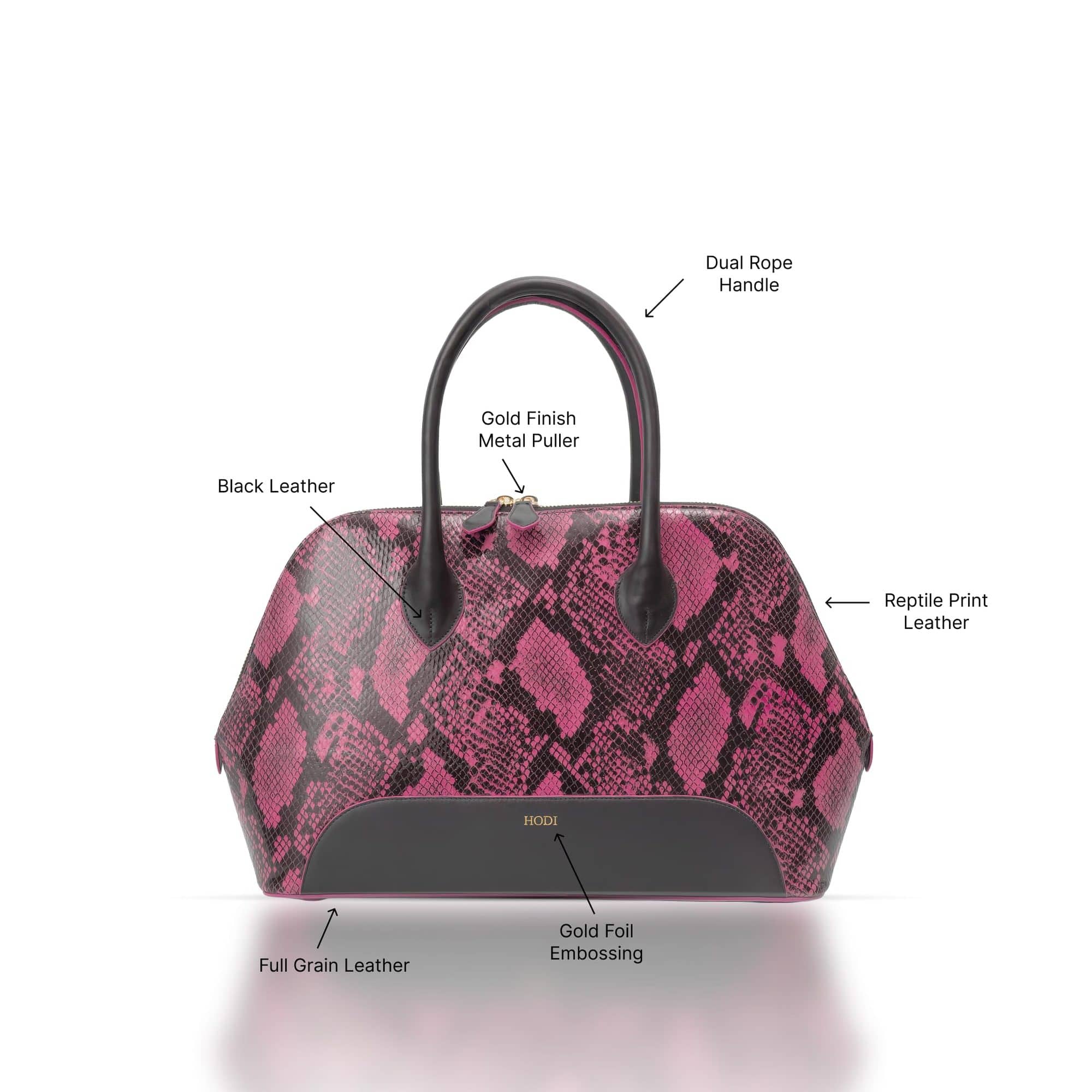 Hodi Women's Snake Print Tote | Genuine Leather Tote | Snake print Foil Leather | Faux Suede Lining — photo 5