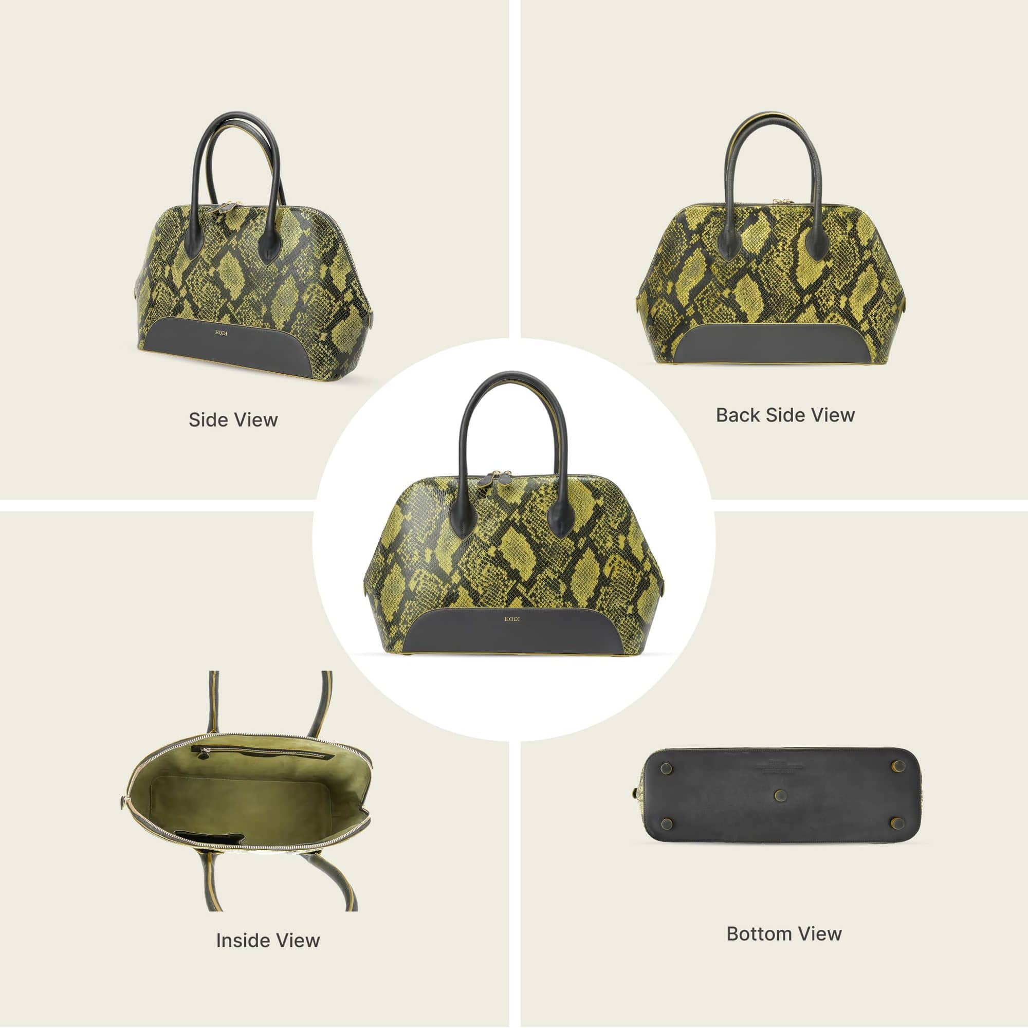 Hodi Women's Snake Print Tote | Genuine Leather Tote | Snake print Foil Leather | Faux Suede Lining — photo 3