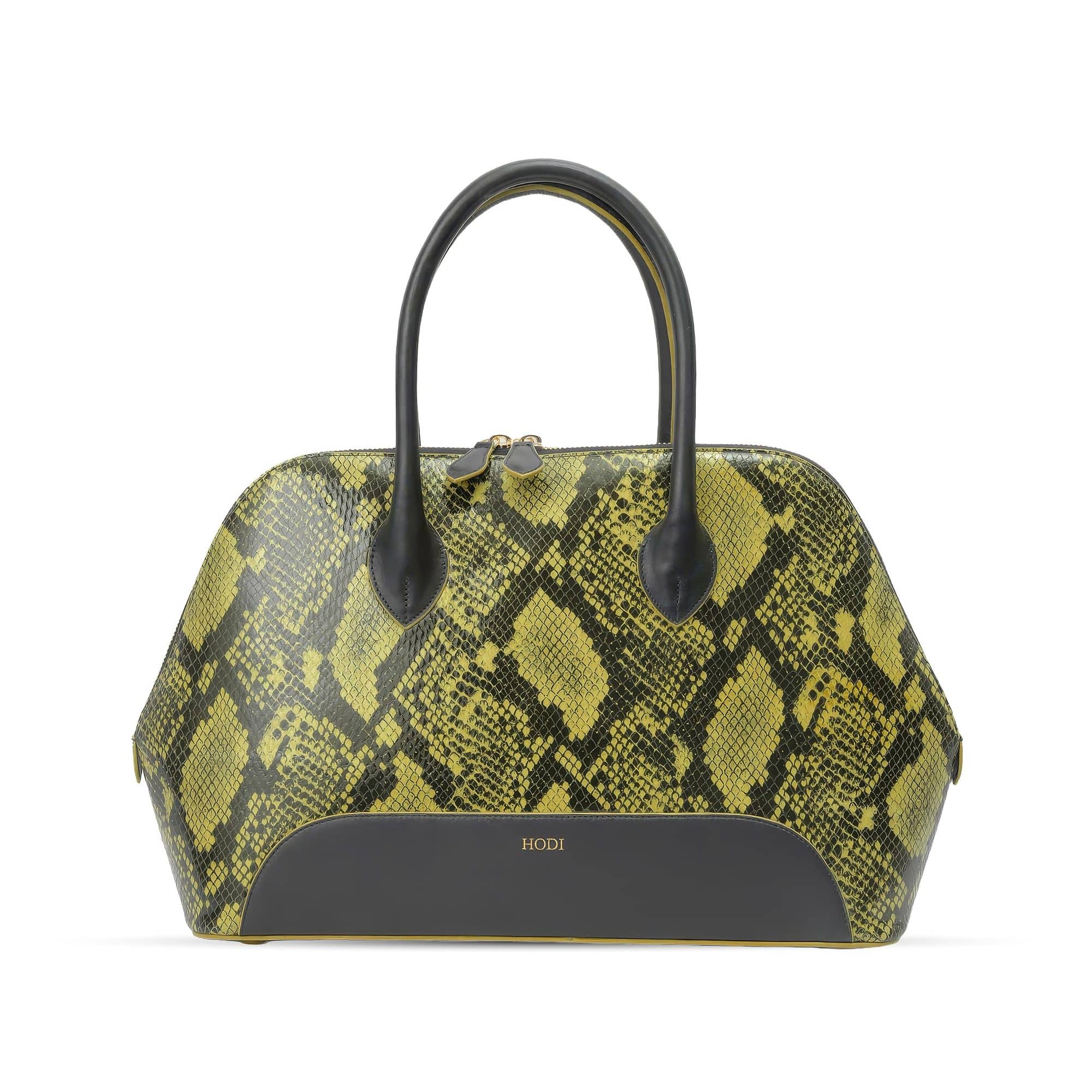 Hodi Women's Snake Print Tote | Genuine Leather Tote | Snake print Foil Leather | Faux Suede Lining