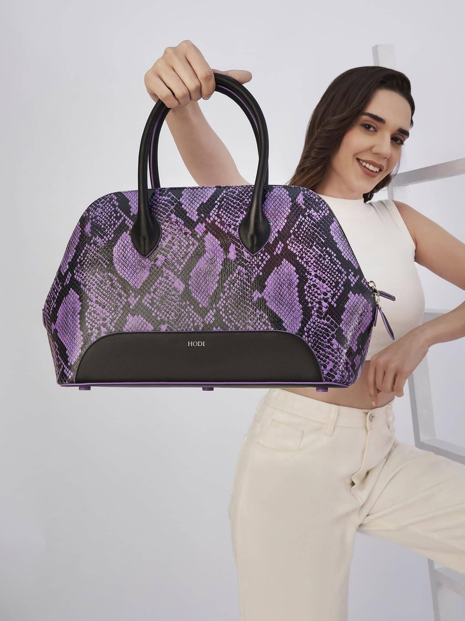 Hodi Women's Snake Print Tote | Genuine Leather Tote | Snake print Foil Leather | Faux Suede Lining — photo 2