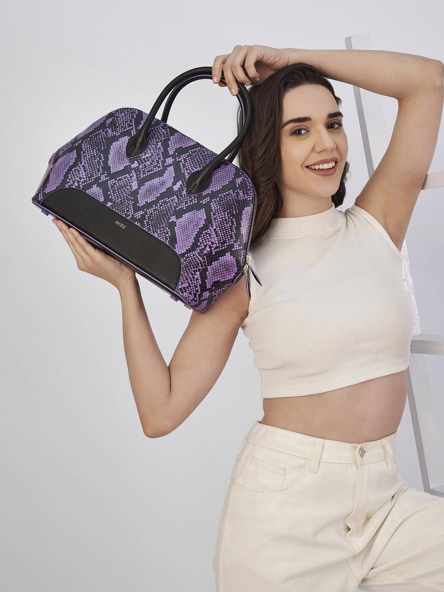 Hodi Women's Snake Print Tote | Genuine Leather Tote | Snake print Foil Leather | Faux Suede Lining — photo 4