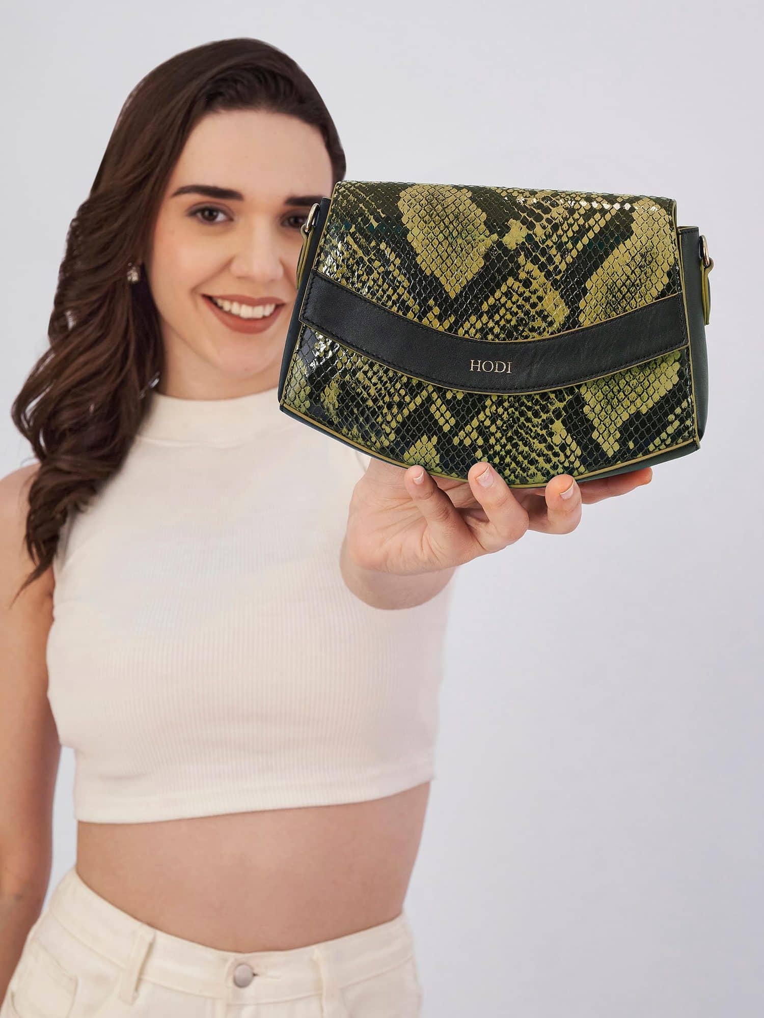Hodi Women's Snake Print Sling Bag | Foil Leather Handbag | Faux Suede Lining — photo 5
