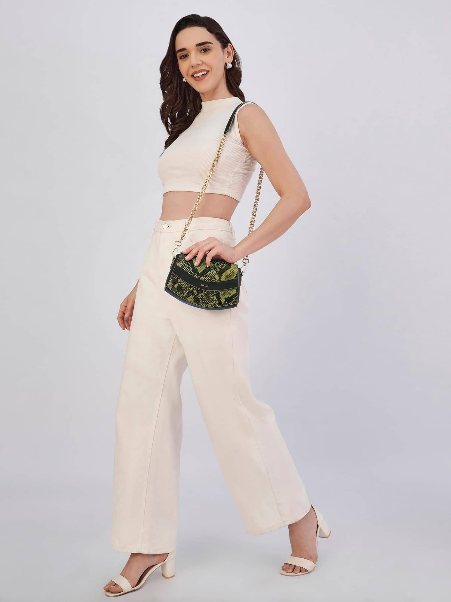 Hodi Women's Snake Print Sling Bag | Foil Leather Handbag | Faux Suede Lining — photo 3