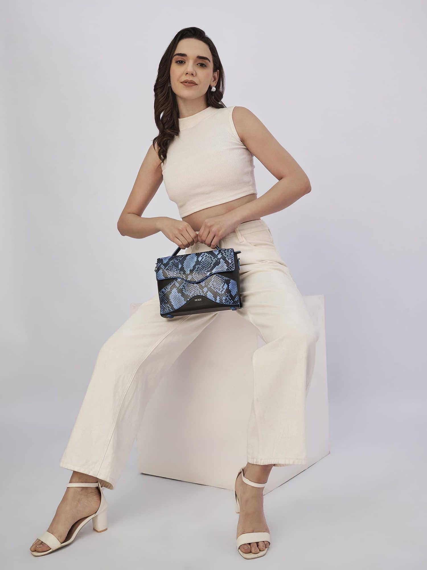 Hodi Women's Snake Print Flap Sling Bag | Genuine Foil Leather Handbag | Faux Suede Lining — photo 3