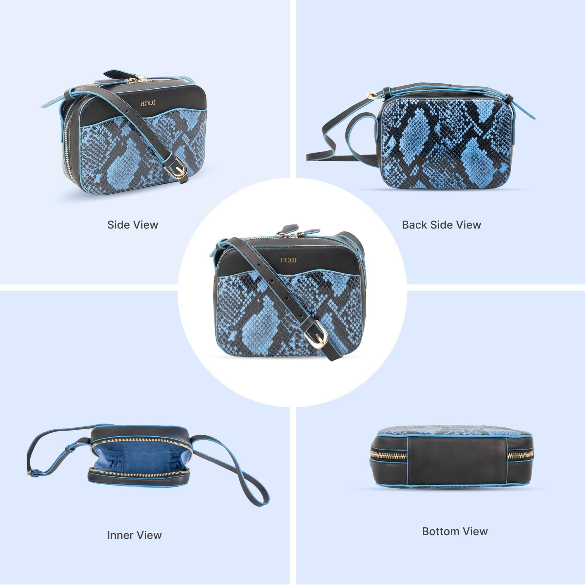 Hodi Women's Snake Print Box Sling Bag | Genuine Foil Leather Handbag | Faux Suede Lining — photo 6