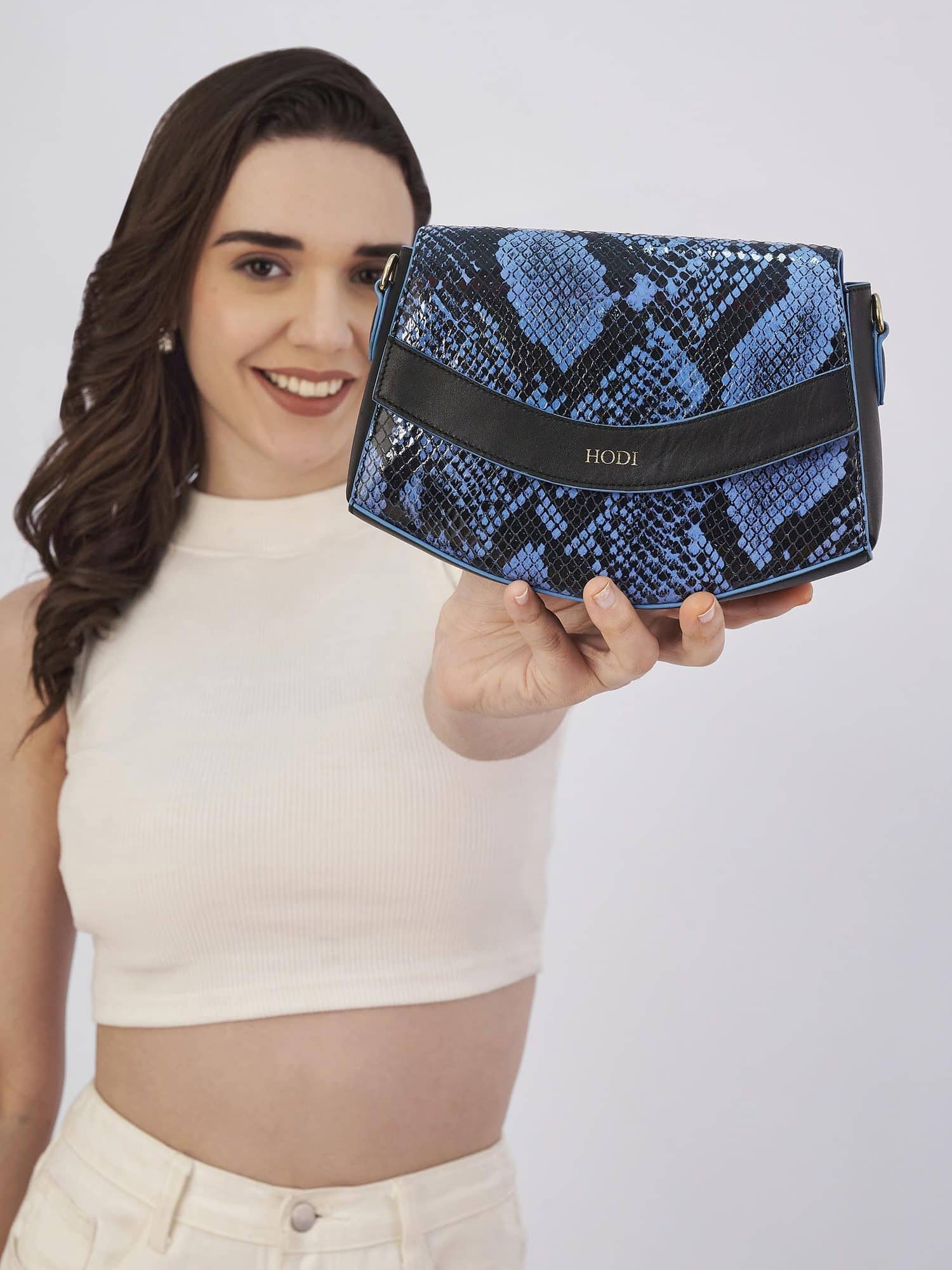 Hodi Women's Snake Print Sling Bag | Foil Leather Handbag | Faux Suede Lining — photo 2