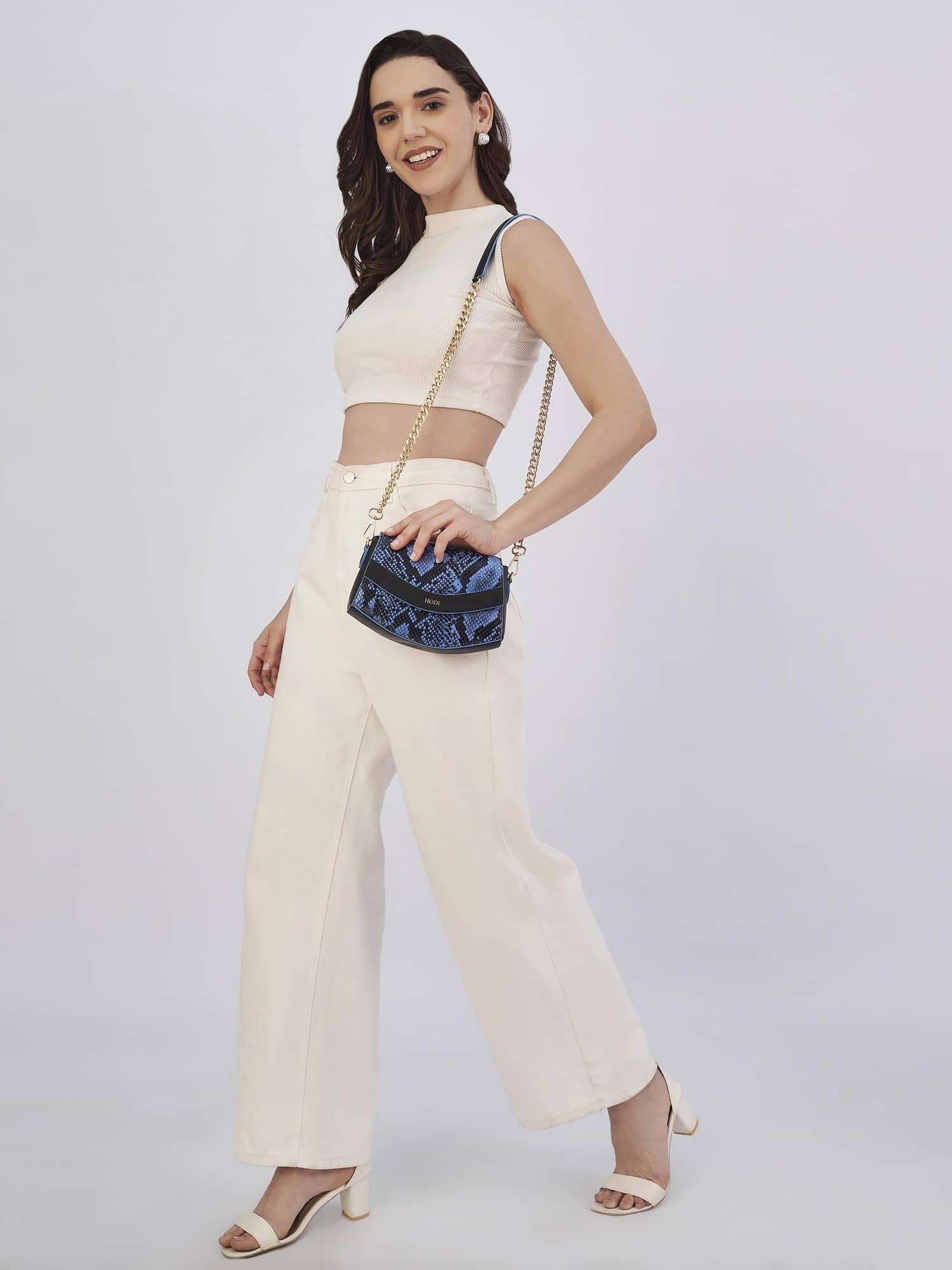 Hodi Women's Snake Print Sling Bag | Foil Leather Handbag | Faux Suede Lining — photo 4
