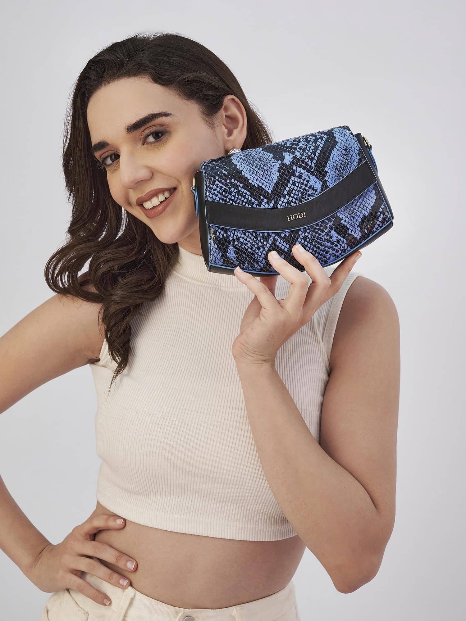 Hodi Women's Snake Print Sling Bag | Foil Leather Handbag | Faux Suede Lining — photo 3