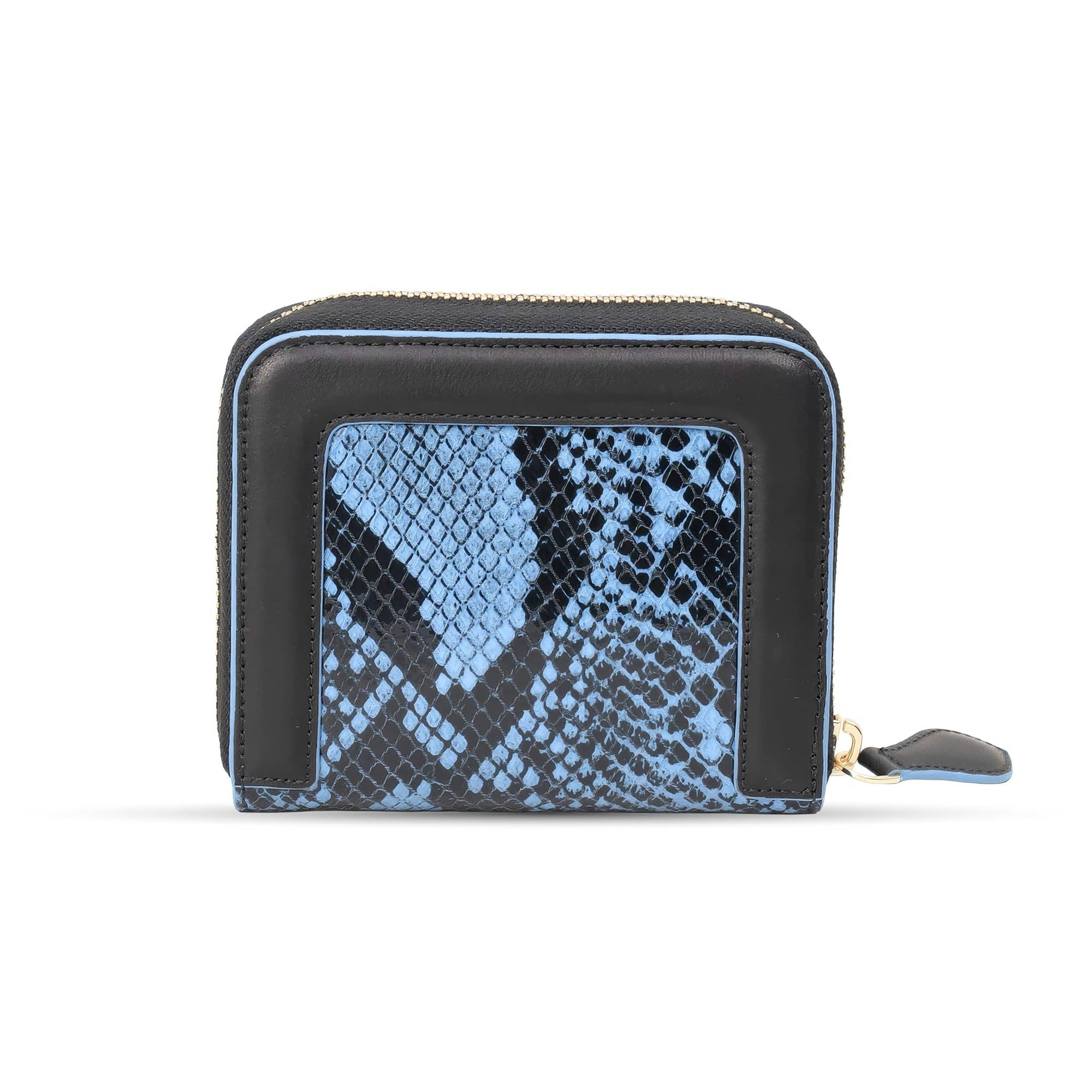 Hodi Women's Snake Print Zip-Around Wallet | Genuine Foil Leather | Faux Suede Lining | Fashion Cash Coin Card Holder Ladies Hand Purse Blue — photo 2