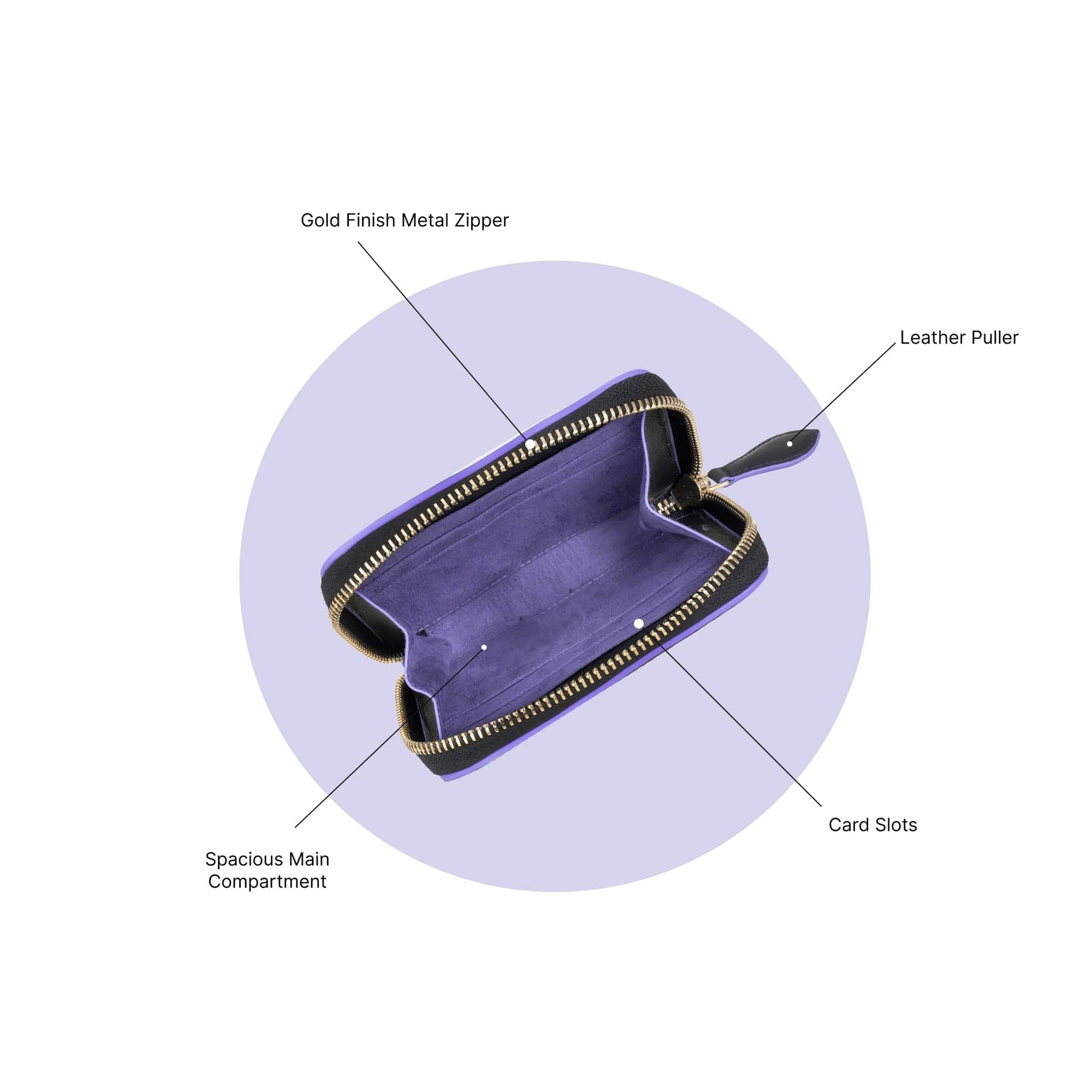Hodi Women's Snake Print Zip-Around Wallet | Genuine Foil Leather | Faux Suede Lining | Fashion Cash Coin Card Holder Ladies Hand Purse Lavender — photo 6