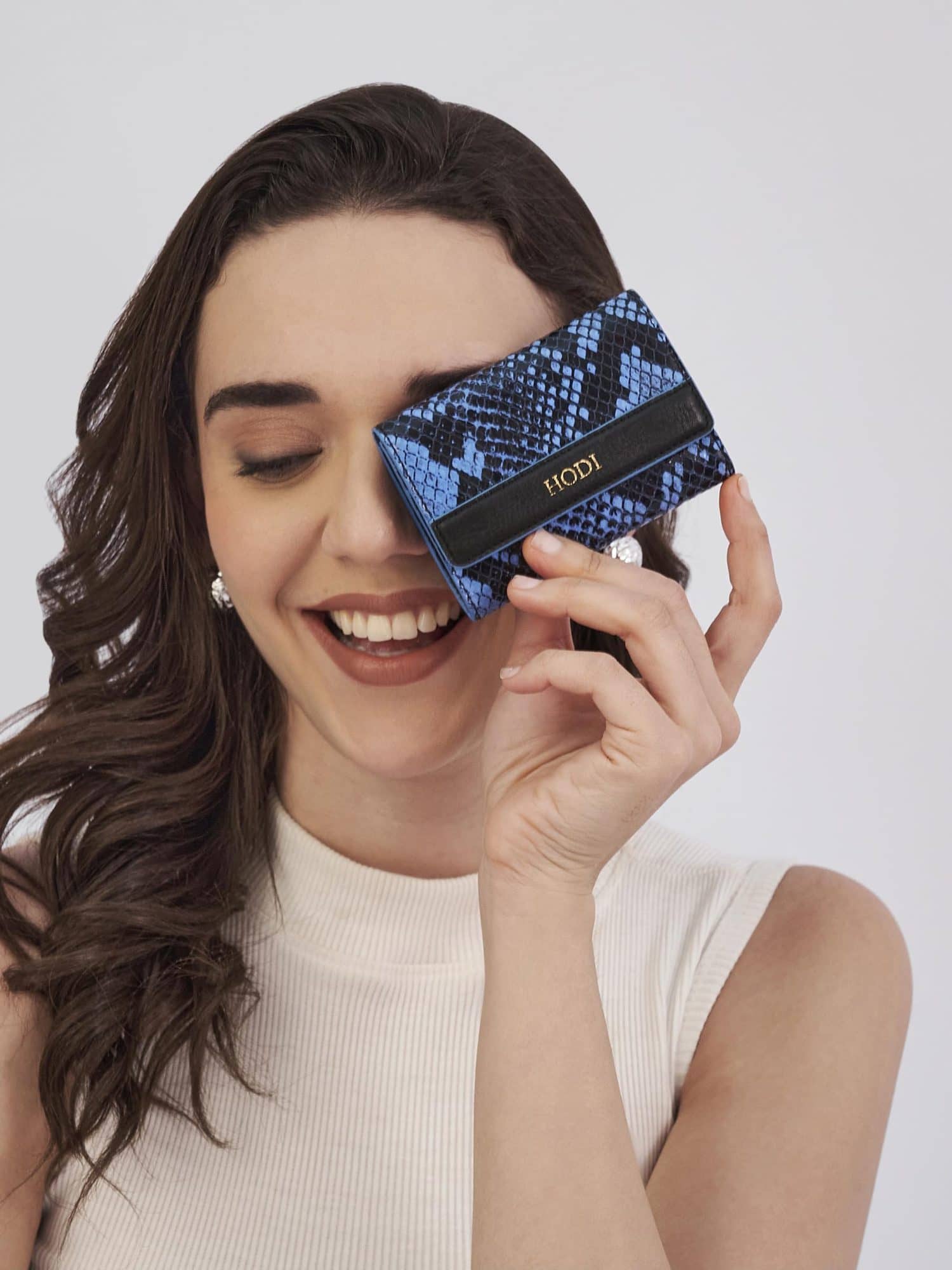 Hodi Women's Snake Print Card Wallet | Genuine Foil Leather | Faux Suede Lining | Fashion Cash Coin Card Holder Ladies Hand Purse (Blue) — photo 4