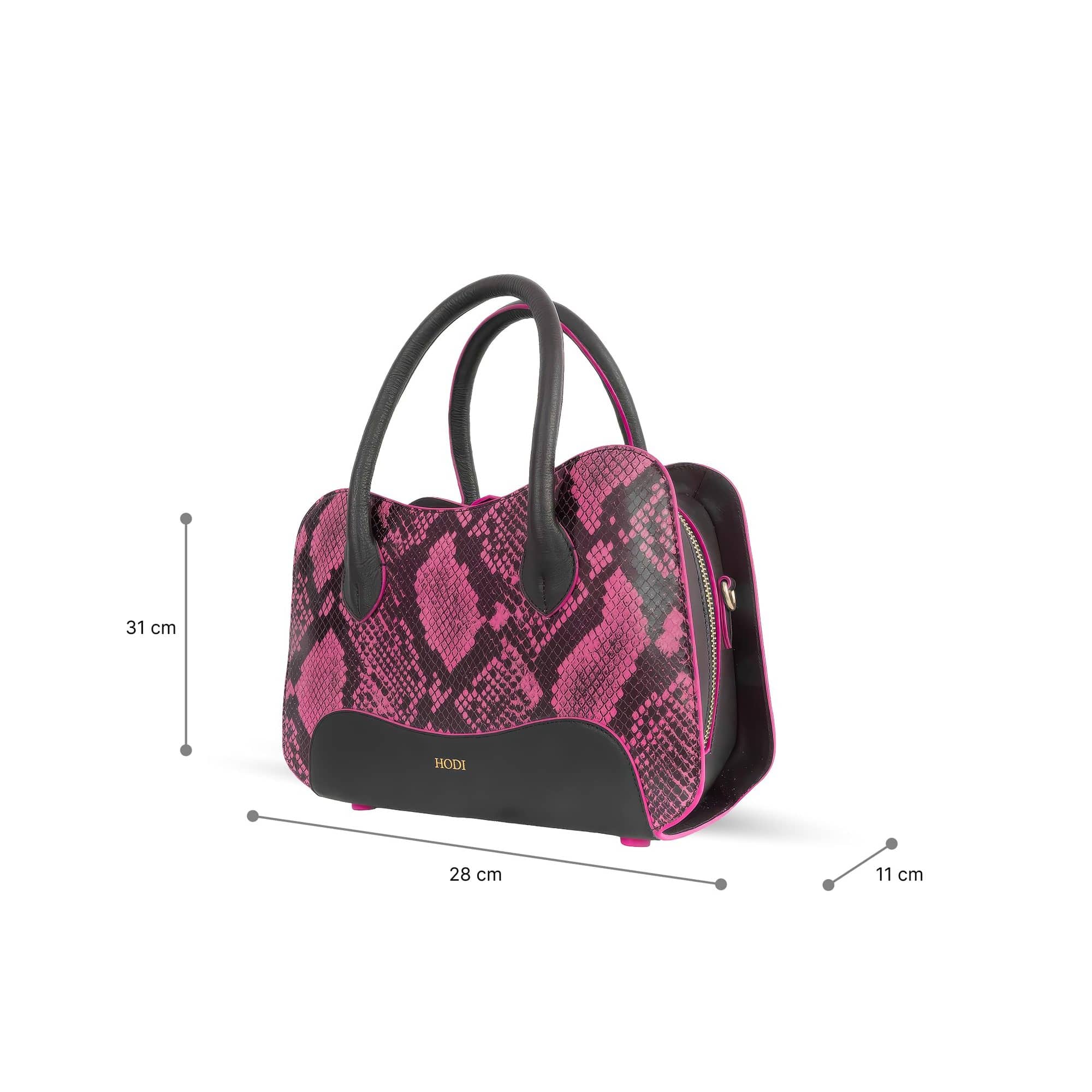 Hodi Women's Snake Print Handbag | Genuine Foil Leather Bag | Faux Suede Lining | Top Handle Satchel Shoulder Ladies Bags | Office Work Party Purse — photo 4