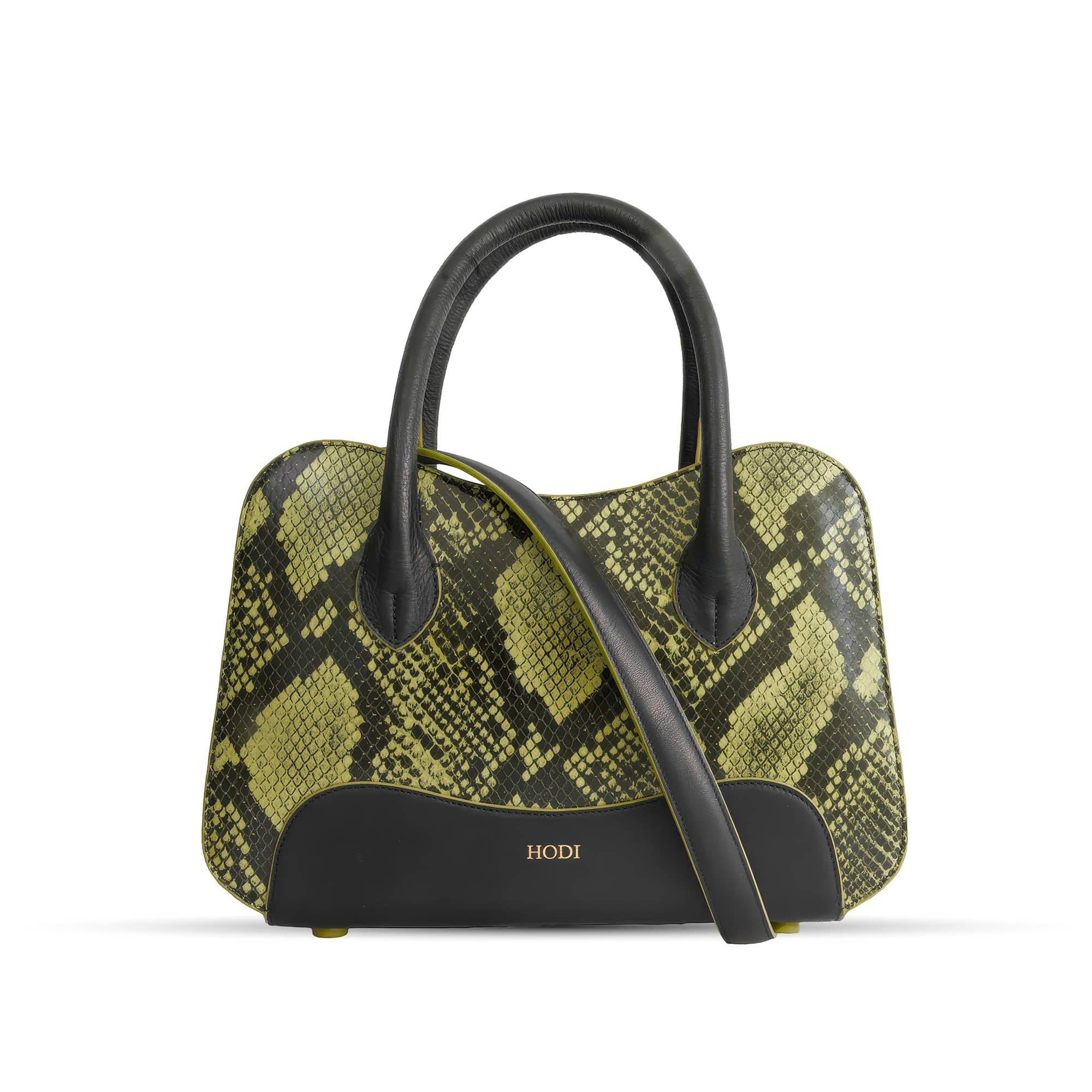 Hodi Women's Snake Print Handbag | Genuine Foil Leather Bag | Faux Suede Lining | Top Handle Satchel Shoulder Ladies Bags | Office Work Party Purse