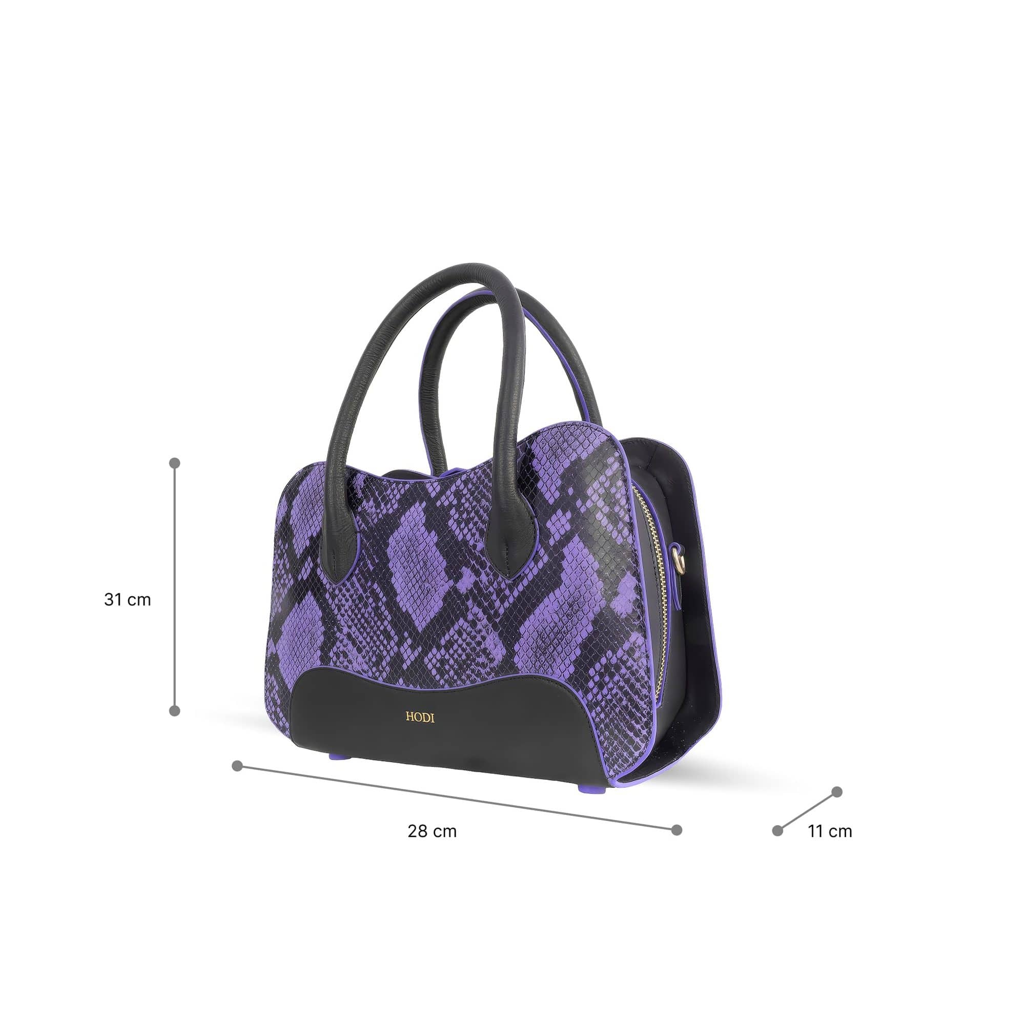 Hodi Women's Snake Print Handbag | Genuine Foil Leather Bag | Faux Suede Lining | Top Handle Satchel Shoulder Ladies Bags | Office Work Party Purse — photo 4