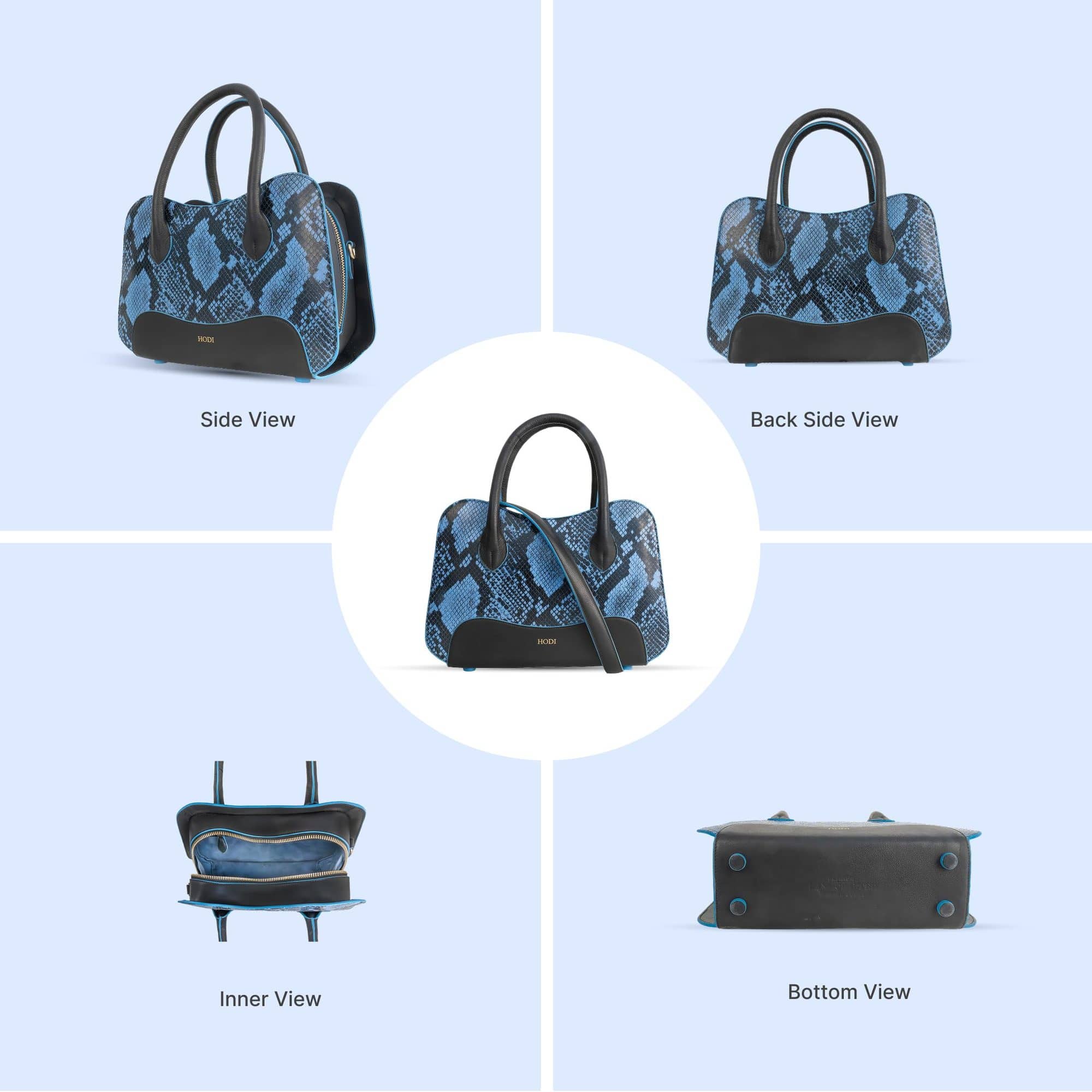 Hodi Women's Snake Print Handbag | Genuine Foil Leather Bag | Faux Suede Lining | Top Handle Satchel Shoulder Ladies Bags | Office Work Party Purse — photo 3