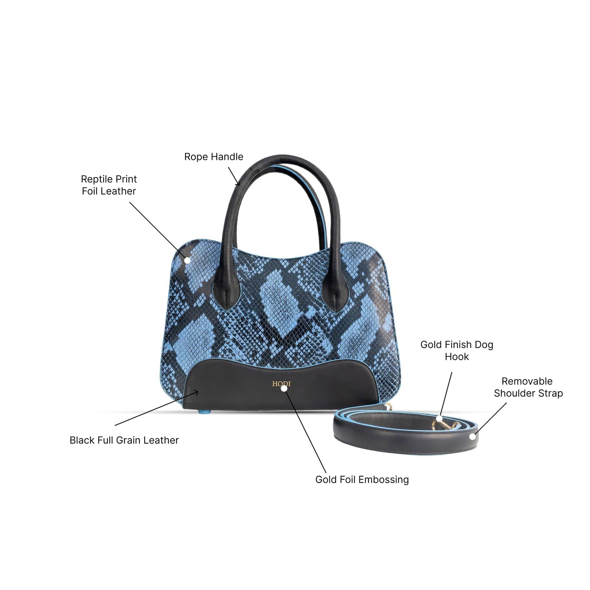 Hodi Women's Snake Print Handbag | Genuine Foil Leather Bag | Faux Suede Lining | Top Handle Satchel Shoulder Ladies Bags | Office Work Party Purse — photo 5