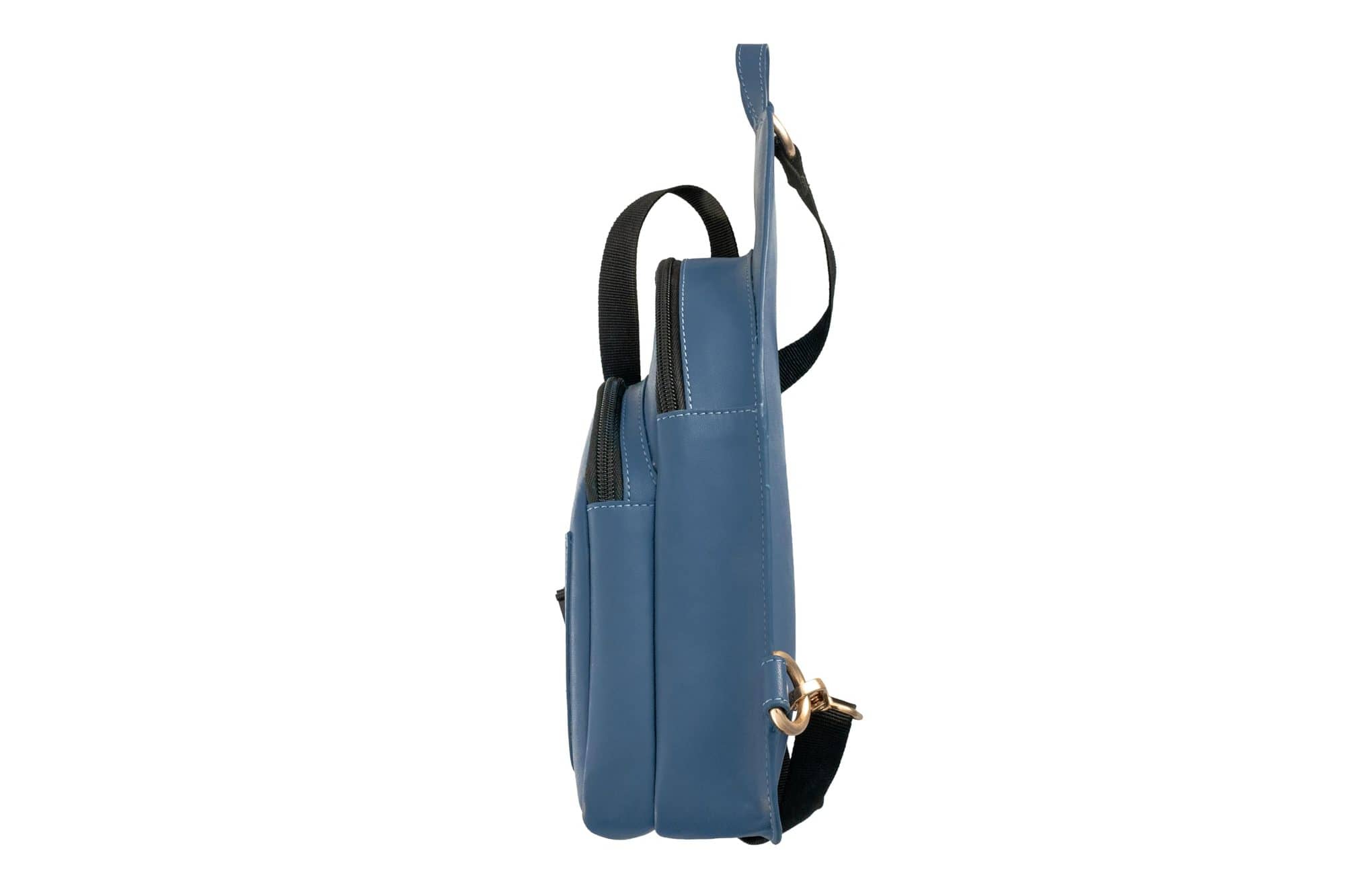 Hodi Leather Crossbody Bag, Blue Sling Backpack with Multiple Compartments One Shoulder Side Pouch Mobile Passport Bag for Travel Daypack Office, for men Women