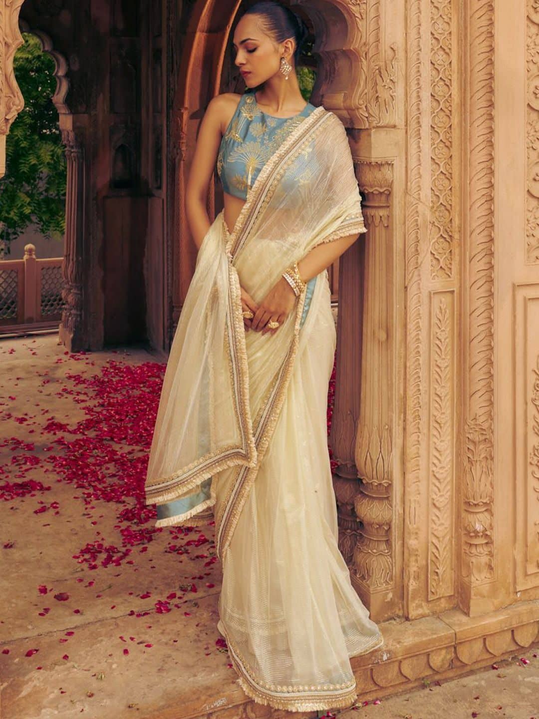 SILCHIC Ghazal Lurex Saree Set With Embroidered Sleeveless Blouse