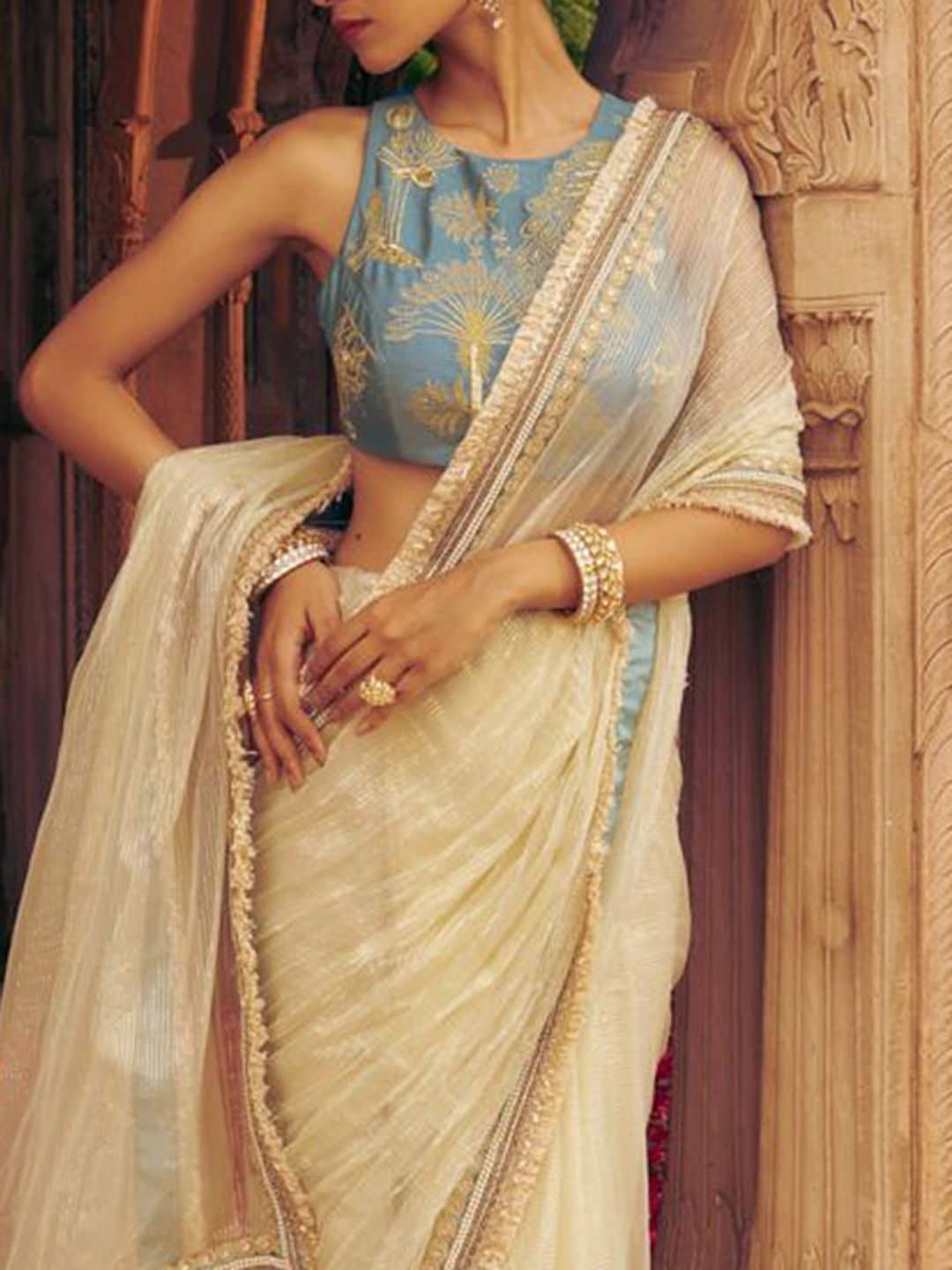 SILCHIC Ghazal Lurex Saree Set With Embroidered Sleeveless Blouse — photo 2