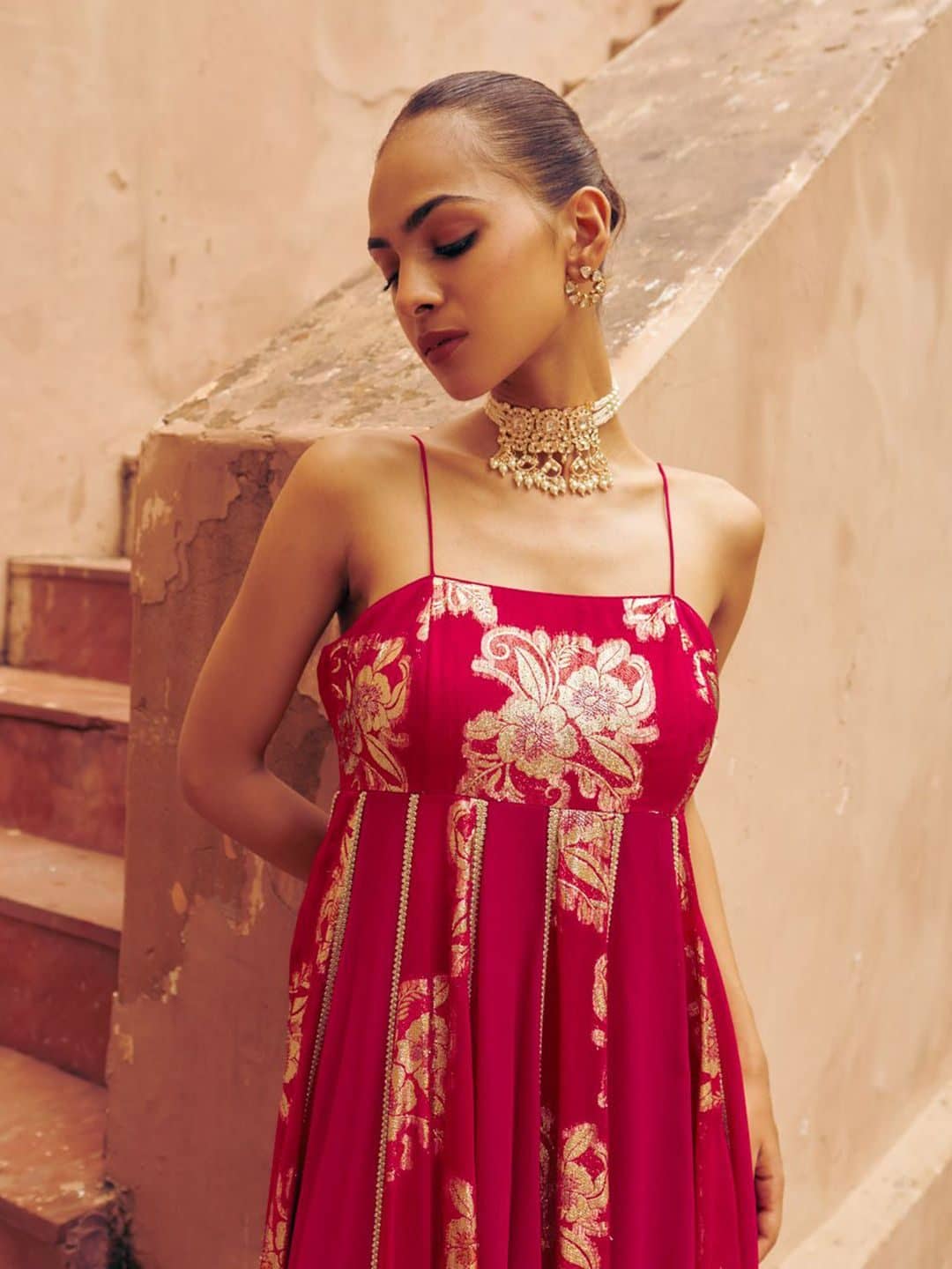 SILCHIC Shringhar Foil Georgette Floral Patterned Kali Dress — photo 2