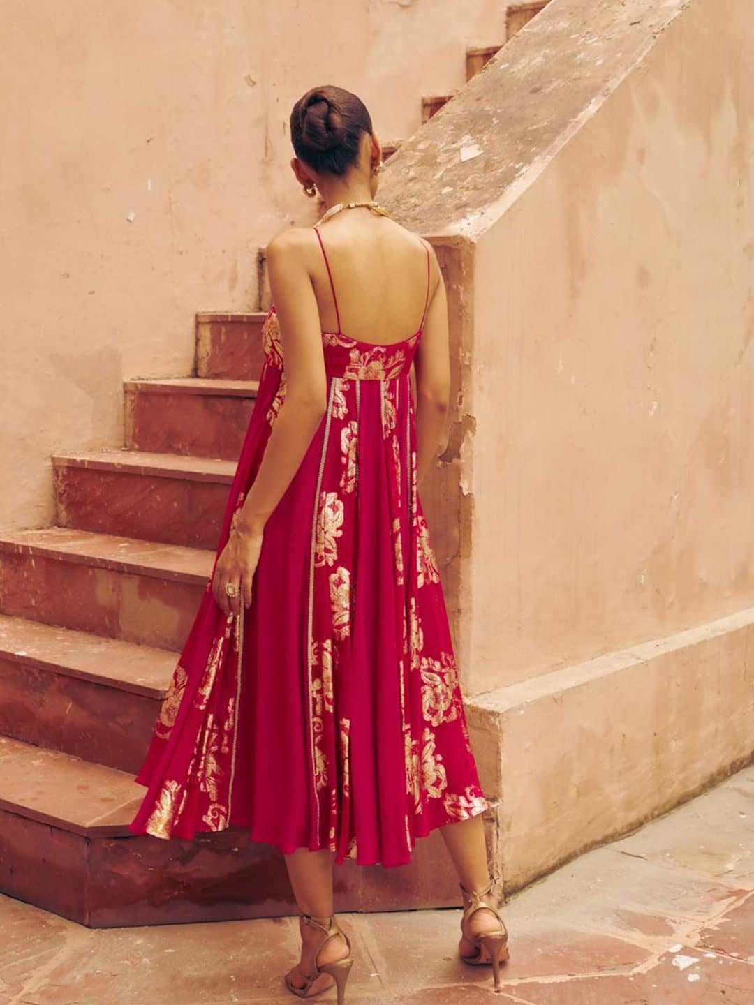 SILCHIC Shringhar Foil Georgette Floral Patterned Kali Dress — photo 4