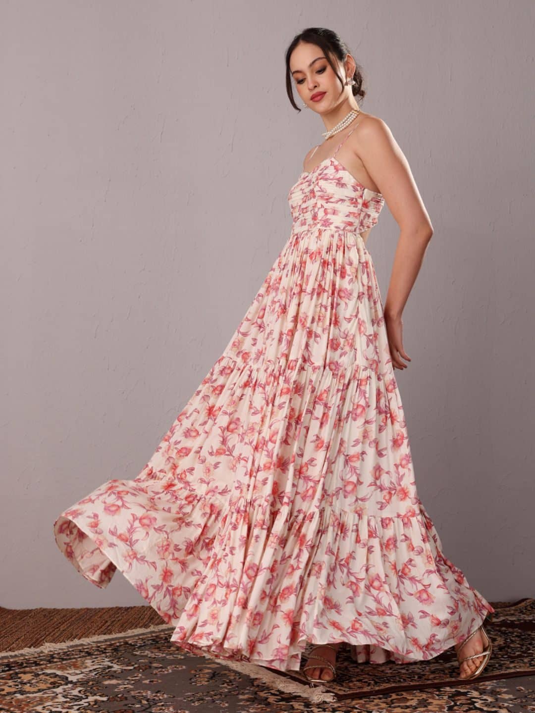 SILCHIC Women Floral Printed Fit-Flare Maxi Dress — photo 3