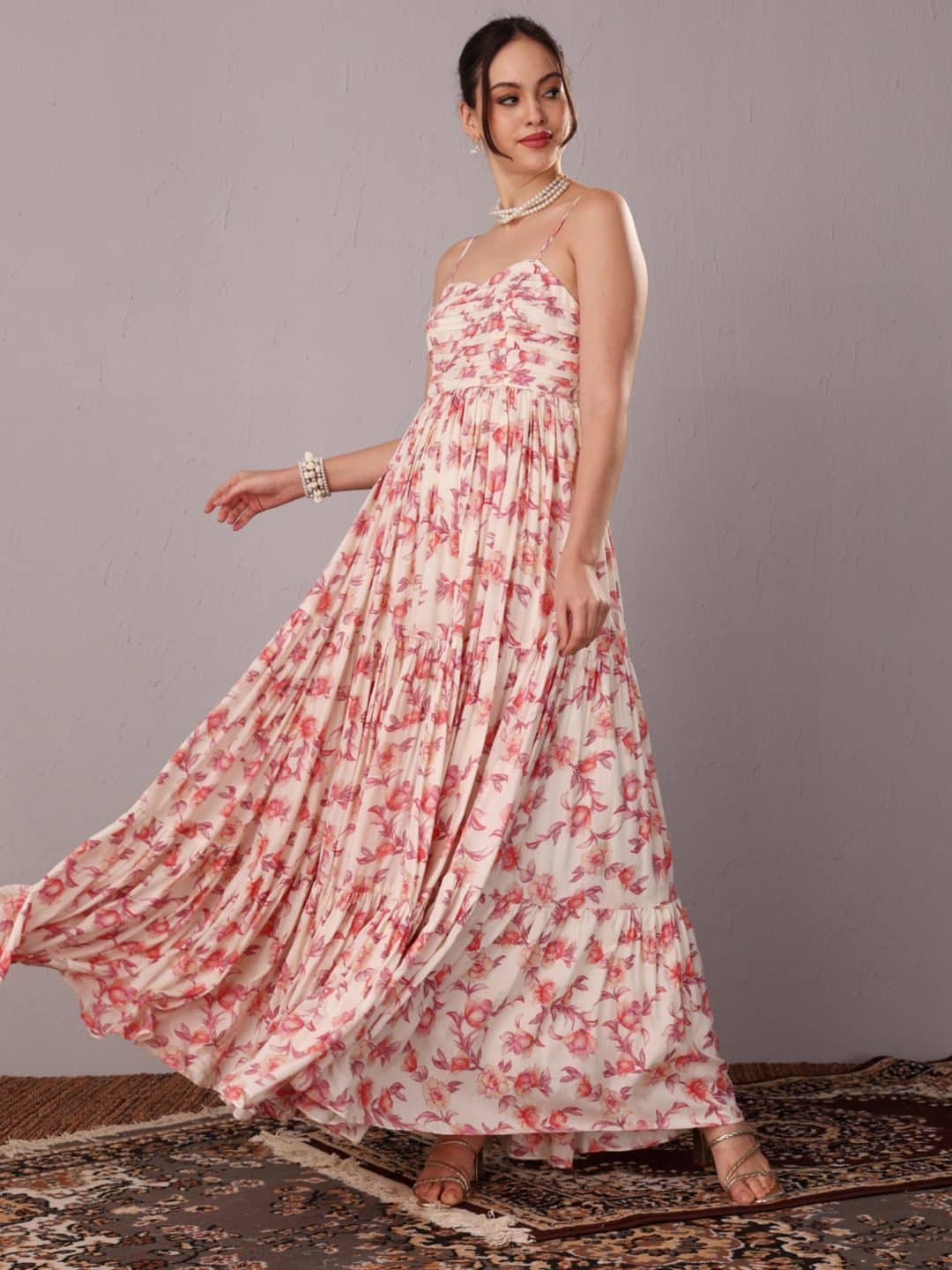 SILCHIC Women Floral Printed Fit-Flare Maxi Dress — photo 5