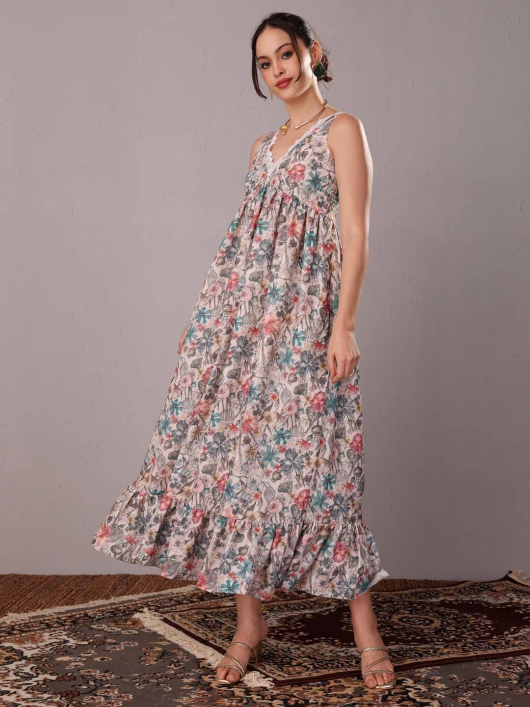 SILCHIC Women Floral Print Fit and Flare Dress — photo 3