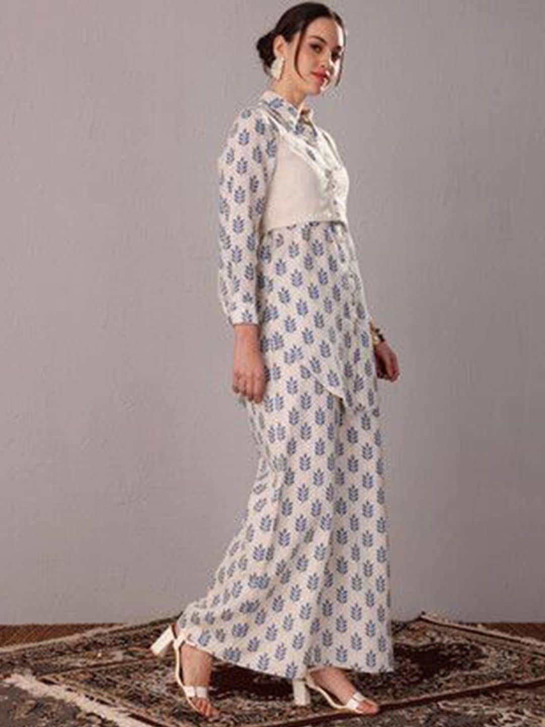 SILCHIC Floral Printed Tunic With Palazzos & Koti — photo 3