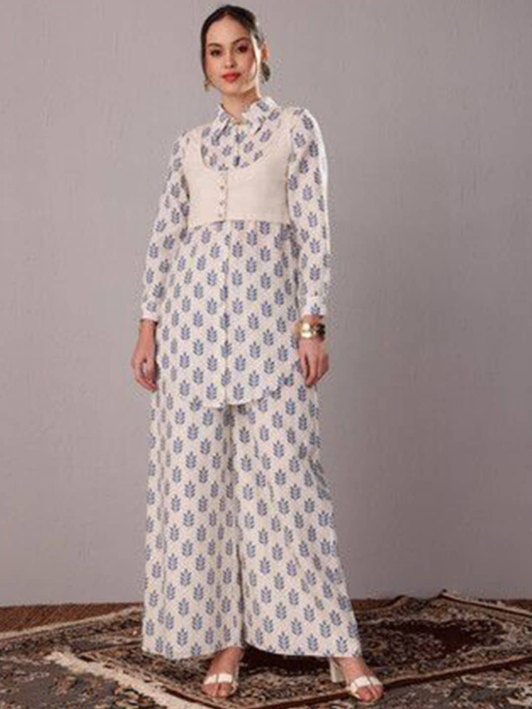 SILCHIC Floral Printed Tunic With Palazzos & Koti