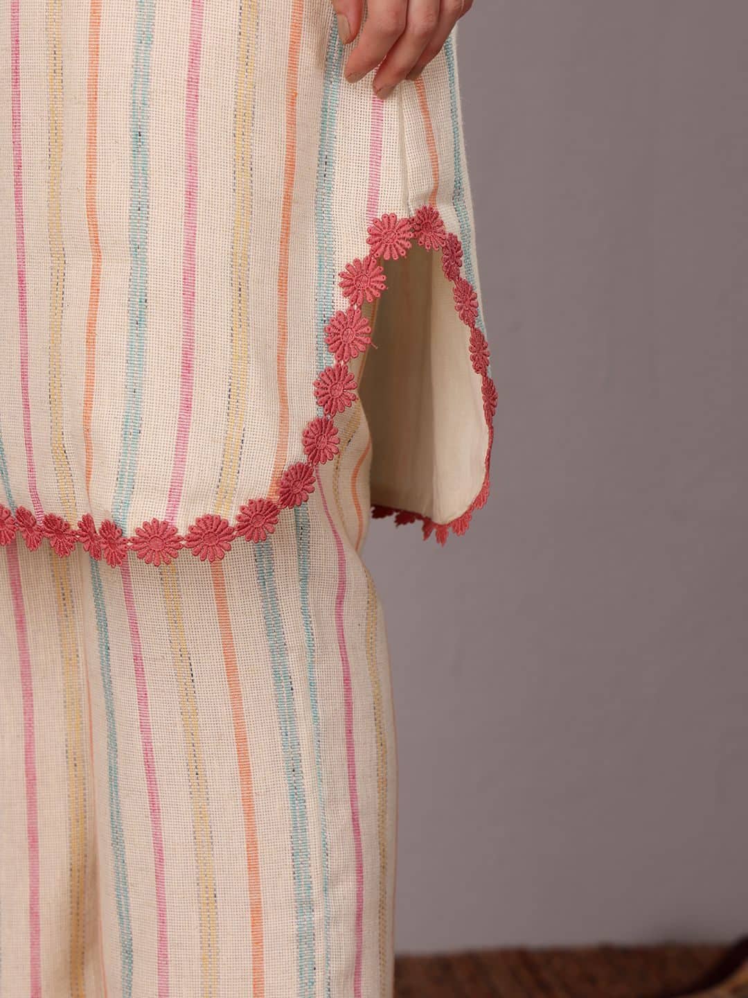 SILCHIC Striped Notch Neck Straight Kurta With Trouser — photo 5