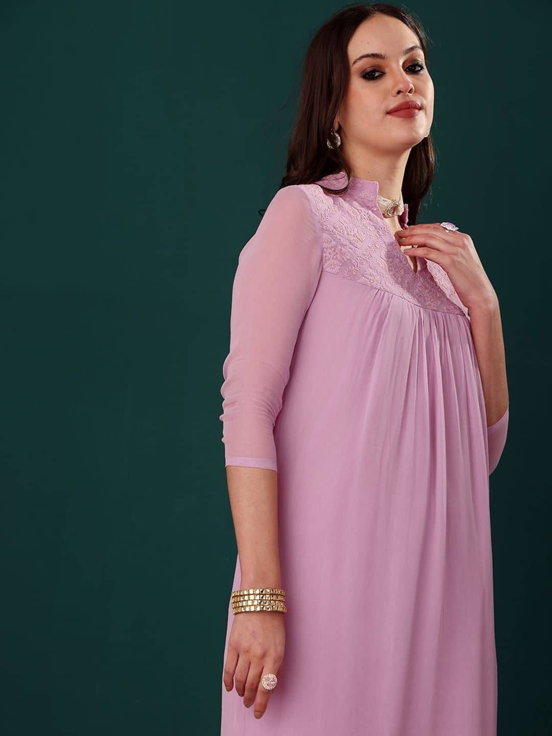 SILCHIC Women Floral Yoke Design Regular Kurta with Trousers — photo 5