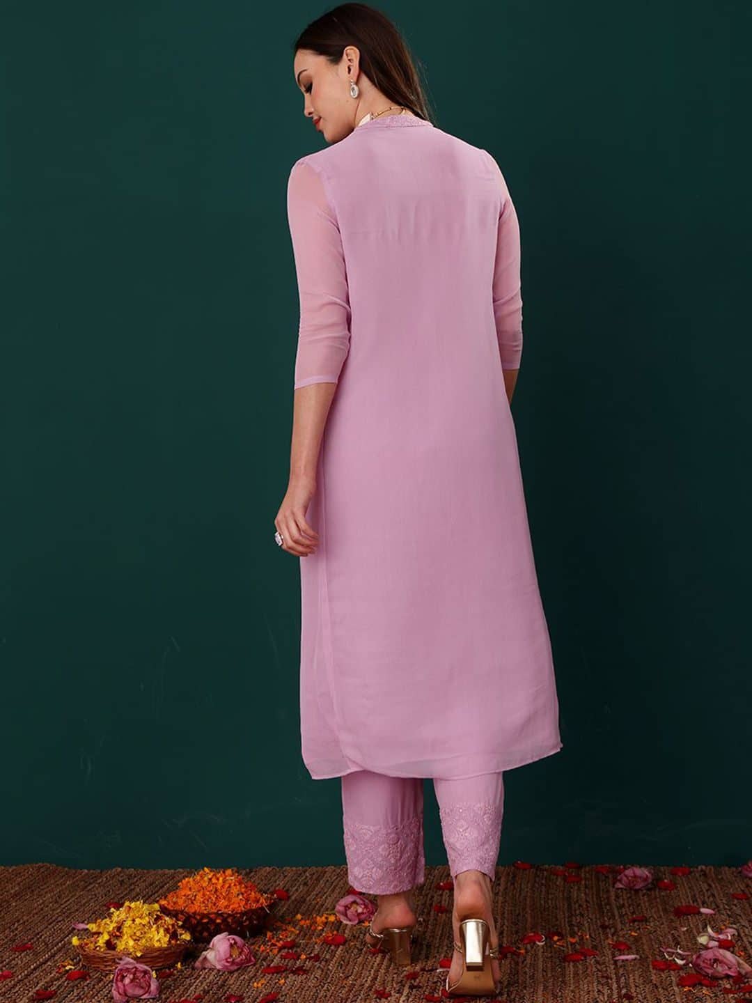 SILCHIC Women Floral Yoke Design Regular Kurta with Trousers — photo 4