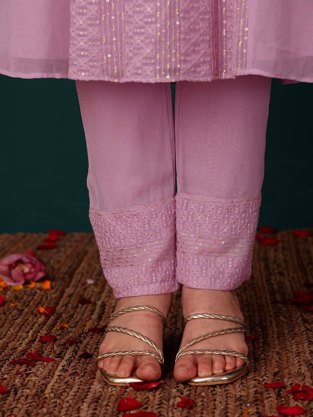 SILCHIC Women Ethnic Motifs Embroidered Regular Sequinned Kurta & Trousers With Dupatta — photo 6