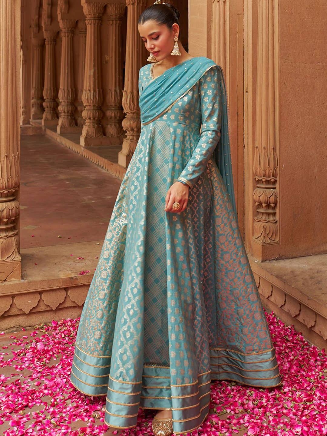SILCHIC Floral Jacquard Chanderi Silk Anarkali Kurta — photo 3