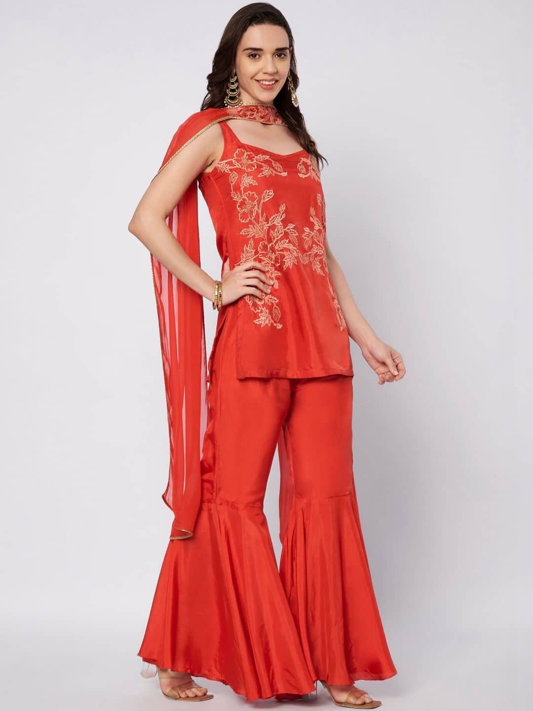 SILCHIC Ethnic Motifs Embroidered Regular Thread Work Kurti With Sharara With Dupatta — photo 6