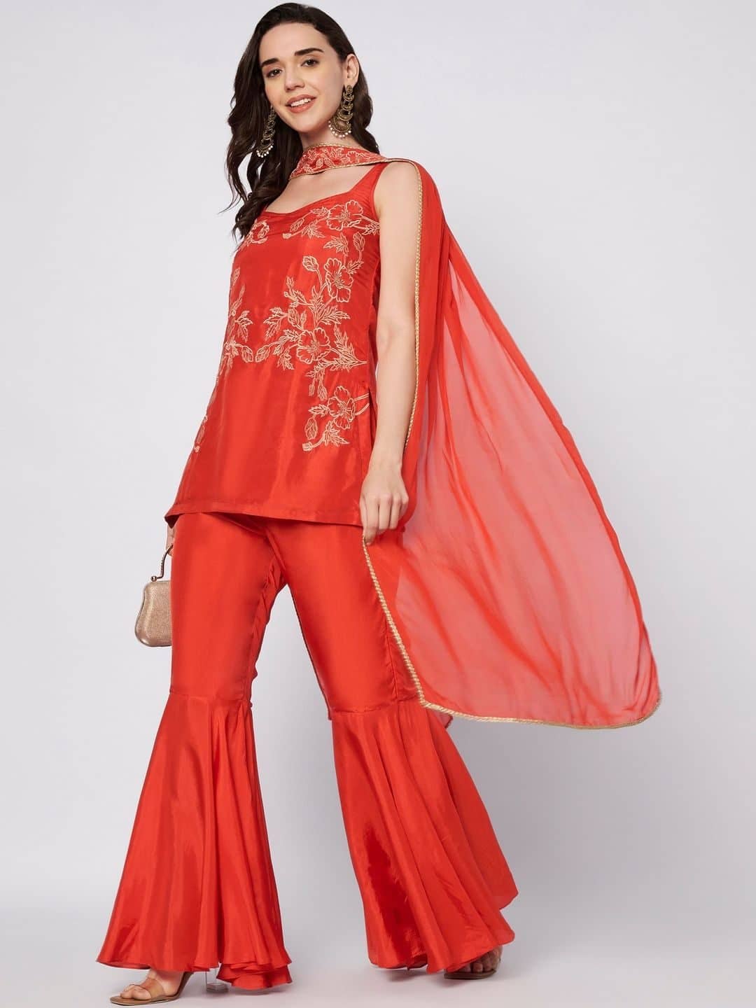 SILCHIC Ethnic Motifs Embroidered Regular Thread Work Kurti With Sharara With Dupatta — photo 5