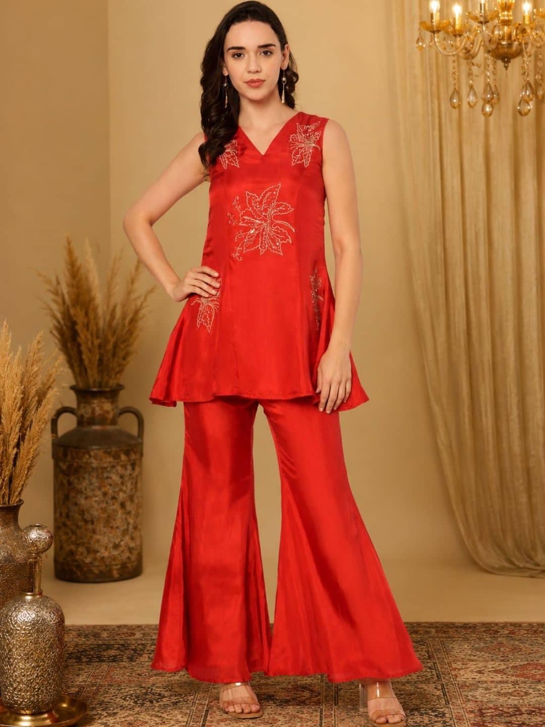 SILCHIC Embroidered Tunic with Palazzos — photo 1