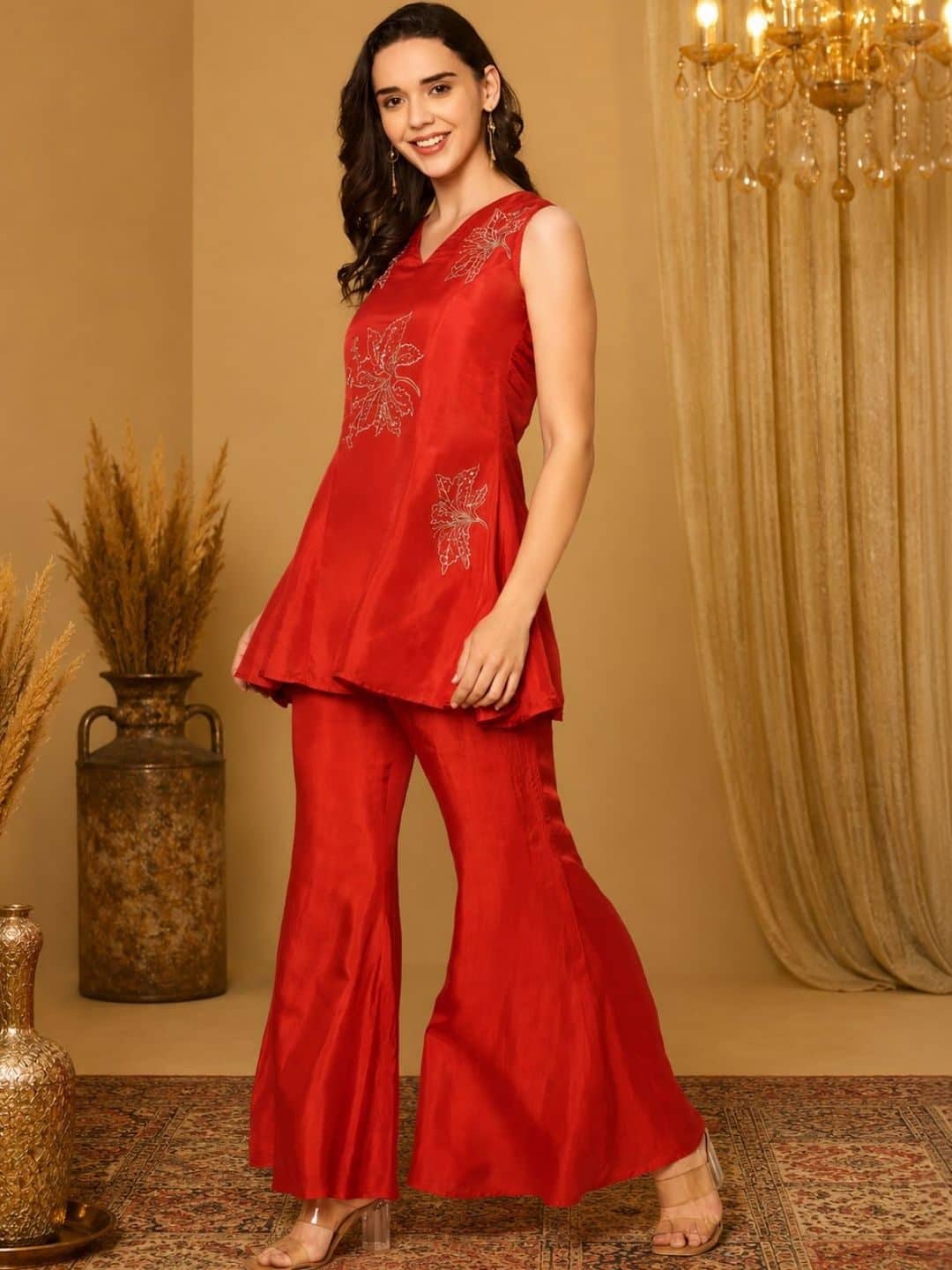 SILCHIC Embroidered Tunic with Palazzos — photo 3