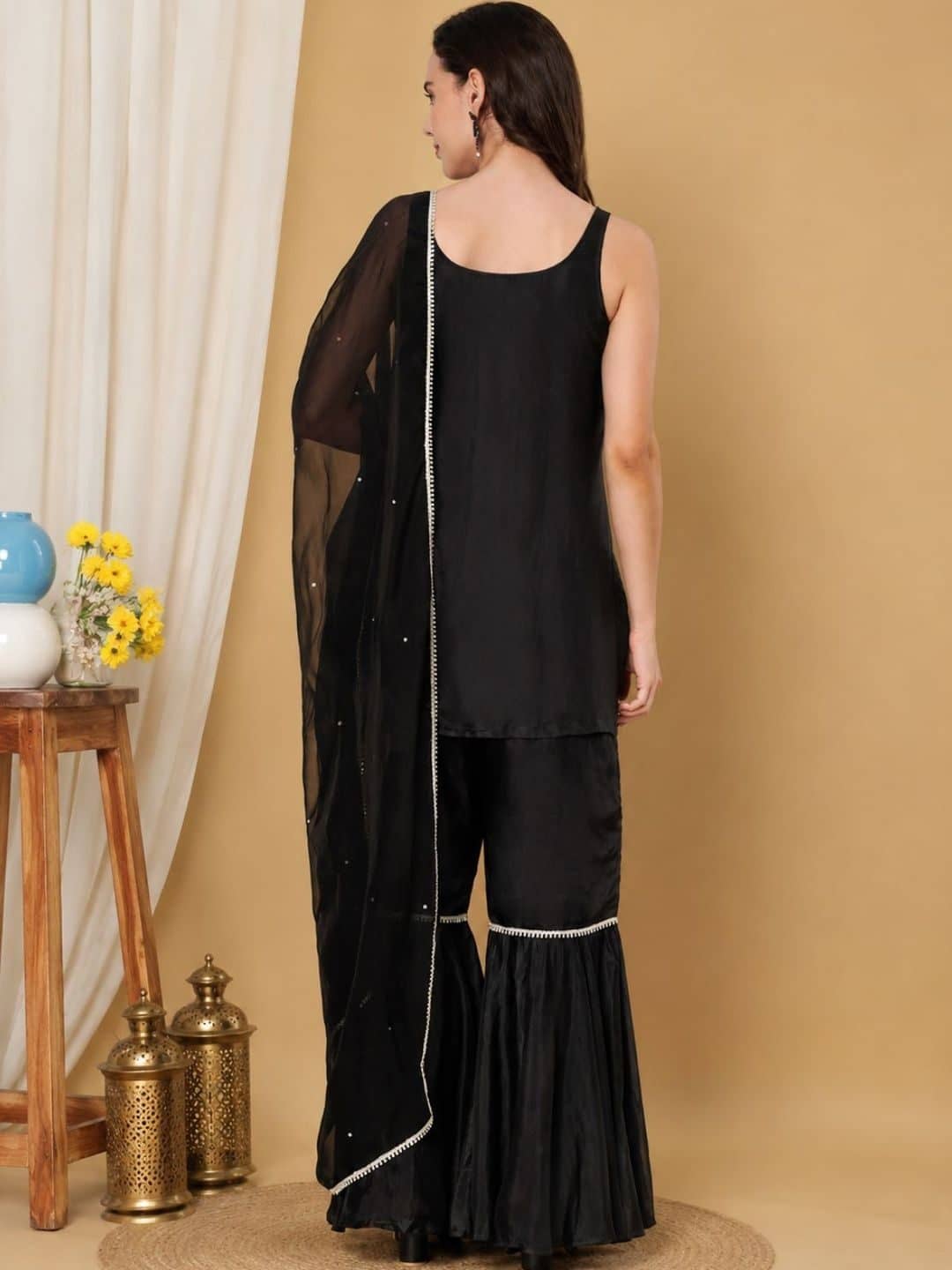 SILCHIC Women Ethnic Motifs Embroidered Regular Sequinned Kurta with Sharara & With Dupatta — photo 4