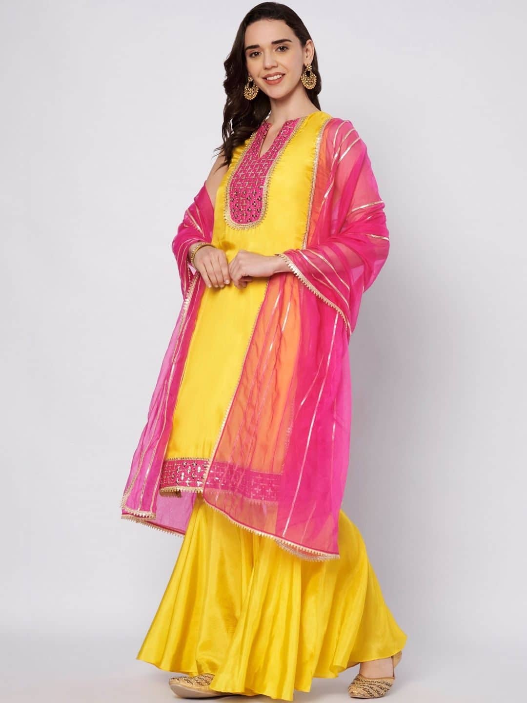 SILCHIC Women Ethnic Motifs Embroidered Regular Sequinned Kurta with Sharara & With Dupatta — photo 2