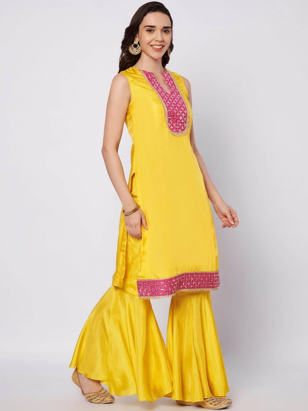 SILCHIC Women Ethnic Motifs Embroidered Regular Sequinned Kurta with Sharara & With Dupatta — photo 3
