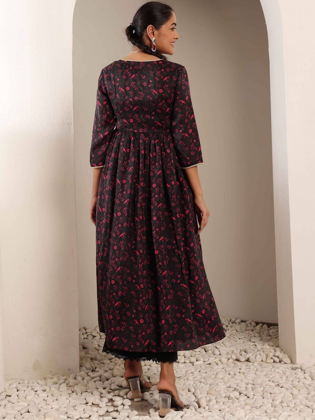 SILCHIC Women Ethnic Motifs Printed Angrakha Silk Crepe Kurta with Trousers & With Dupatta — photo 2