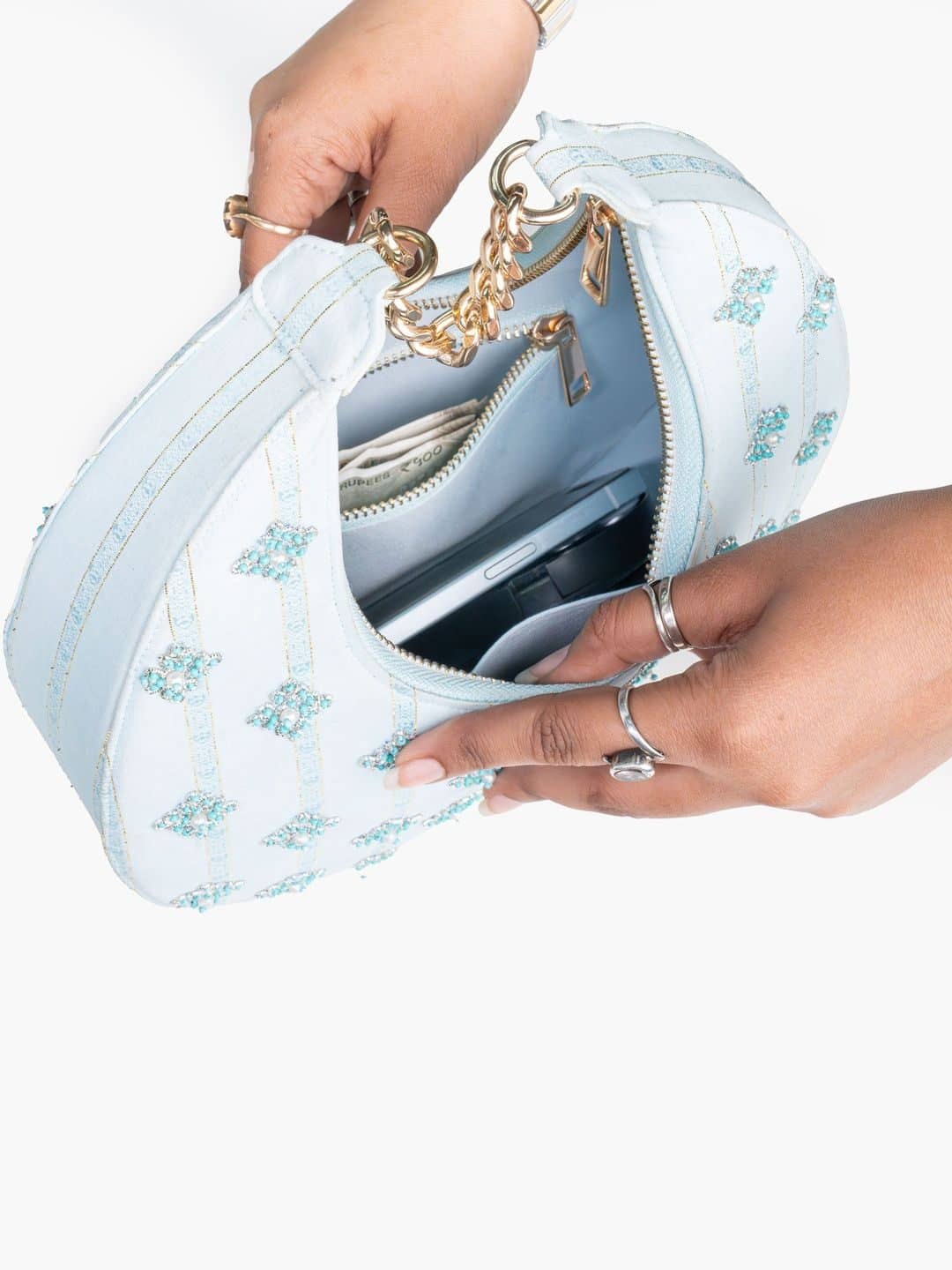 SILCHIC Embellished Half Moon Sling Bag — photo 5