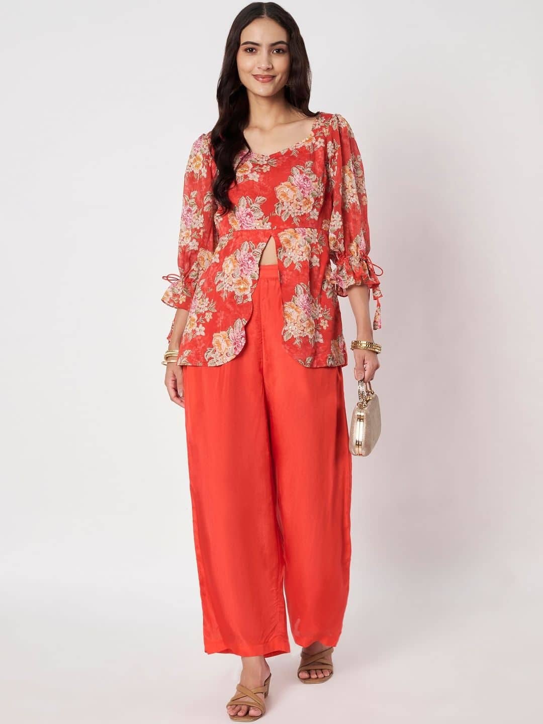 SILCHIC Floral Printed Top with Palazzos — photo 5