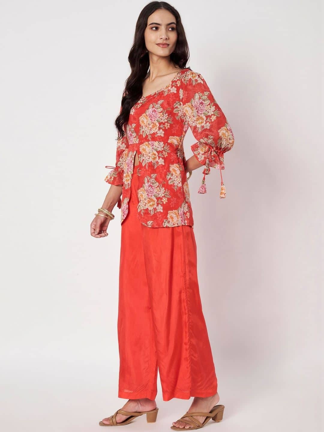 SILCHIC Floral Printed Top with Palazzos — photo 2