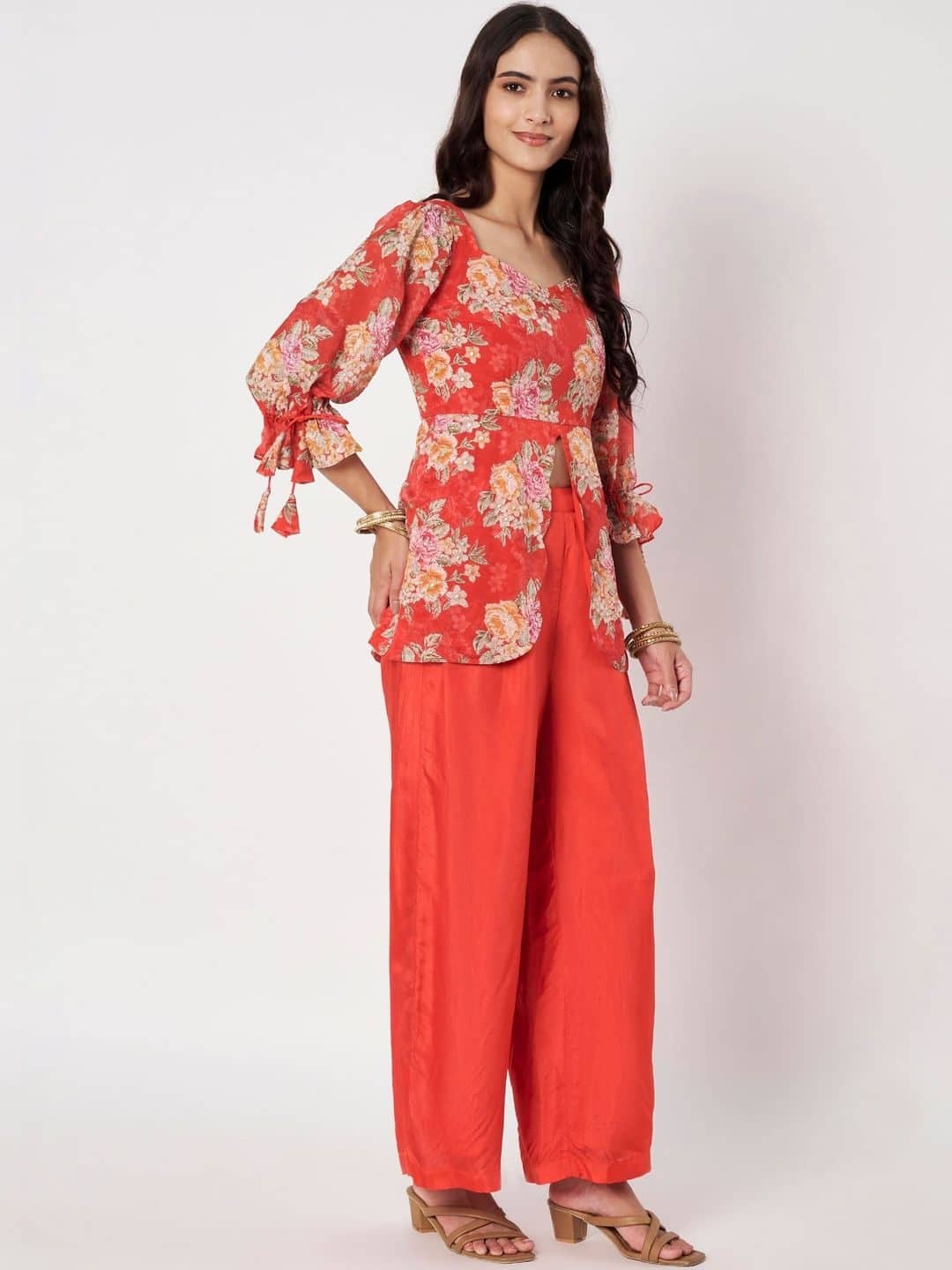 SILCHIC Floral Printed Top with Palazzos — photo 3
