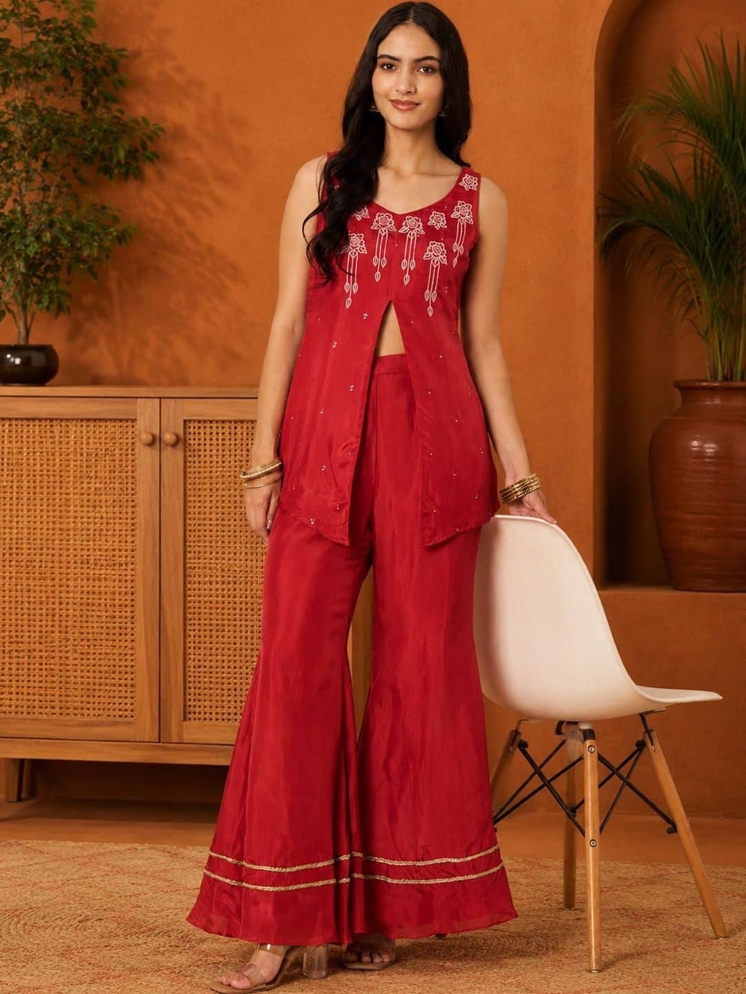 SILCHIC Embroidered Top with Palazzos — photo 4