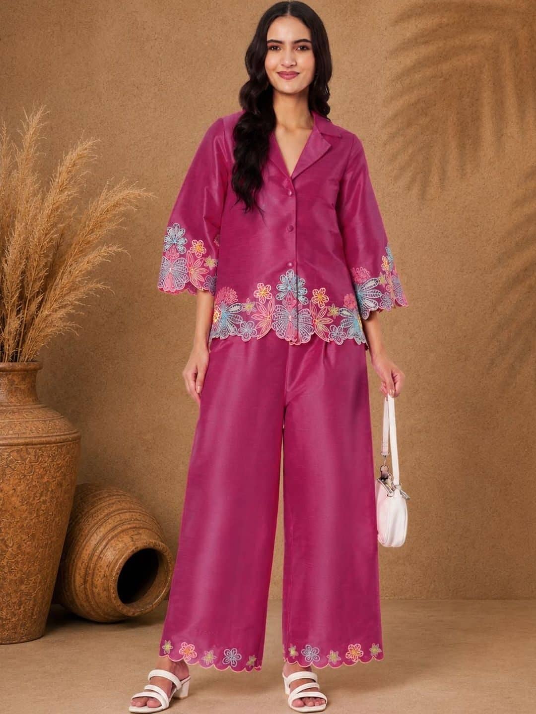 SILCHIC Embroidered Shirt with Palazzos — photo 5