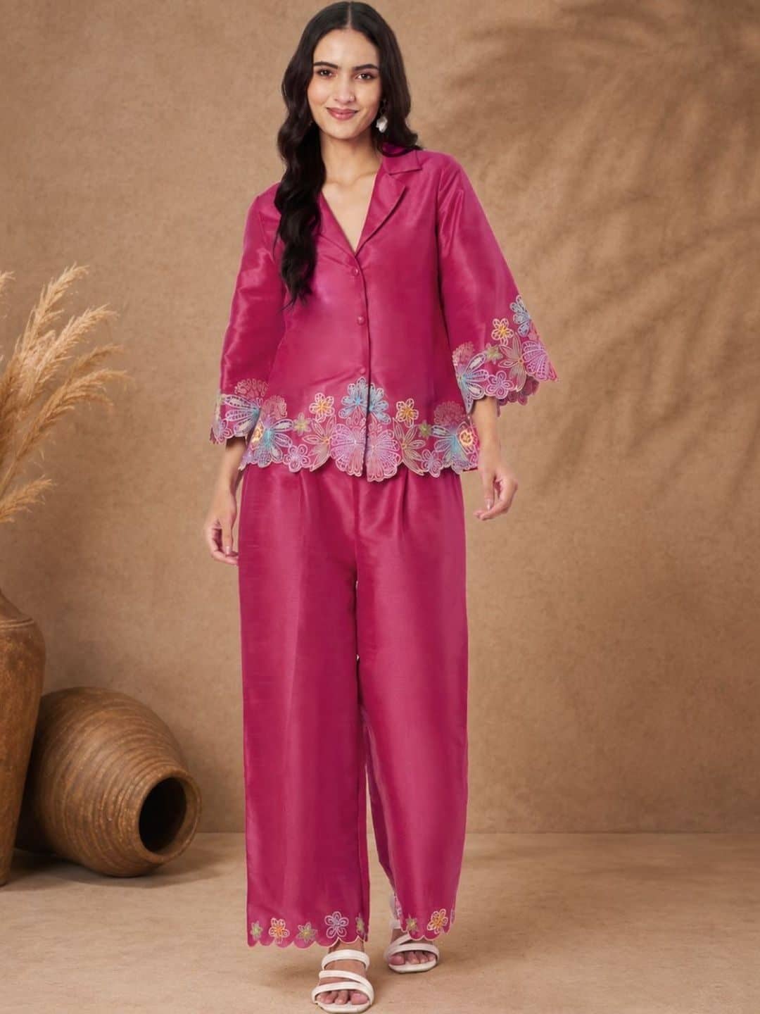 SILCHIC Embroidered Shirt with Palazzos — photo 1